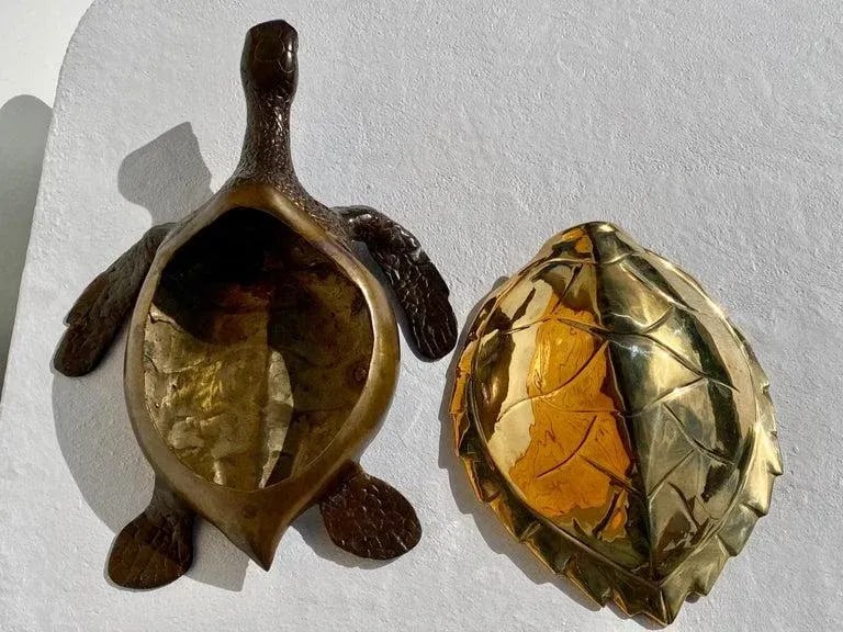 1970s Large Brass Sea Turtle Sculpture/Box - 11