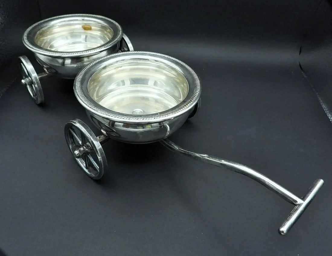 Antique Sheffield Silver Plate Twin Wine Wagon Coasters 1820 Georgian Style - 2