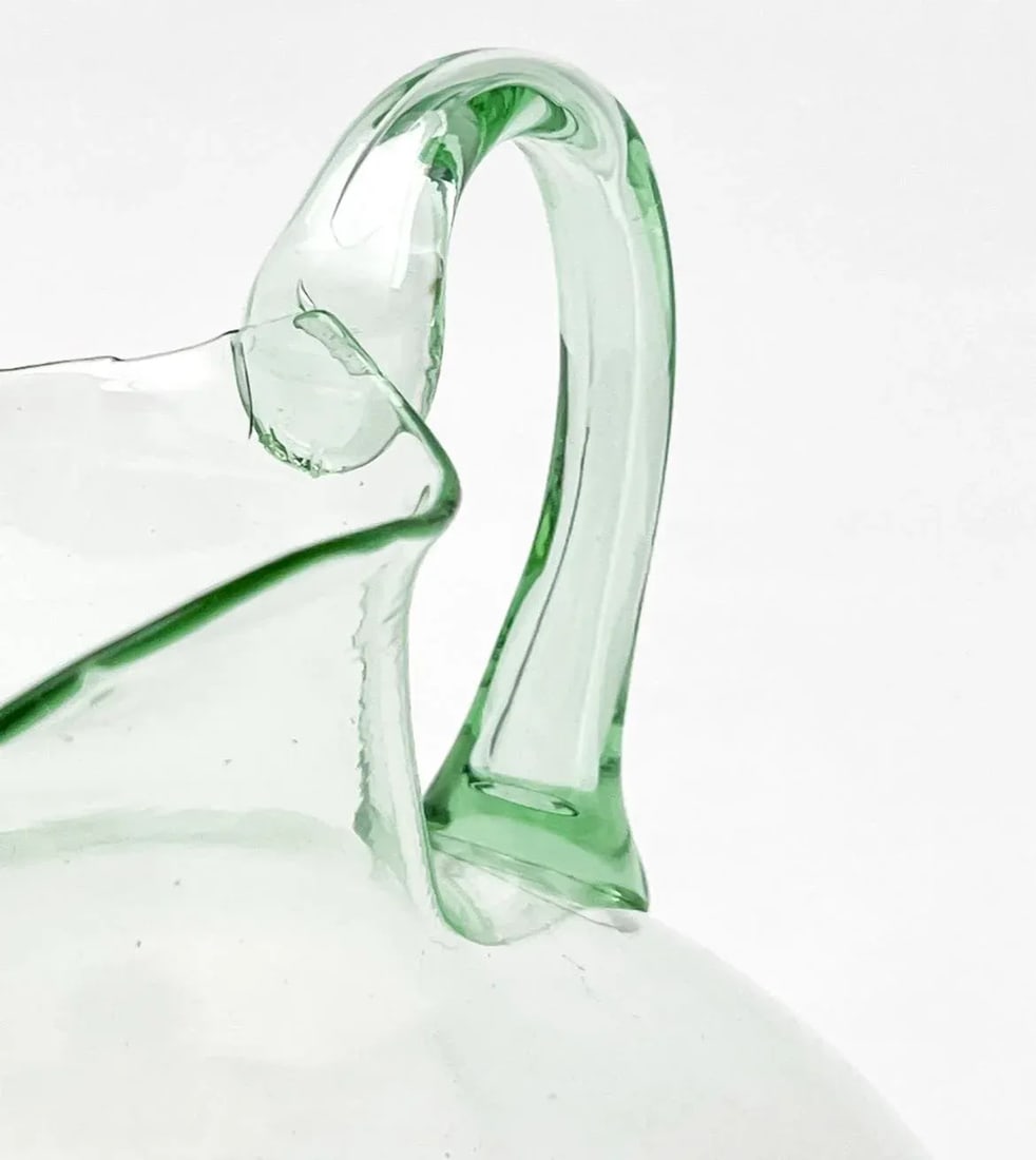 Circa 1925 Murano Glass-Green Soffiato Pitcher - 8