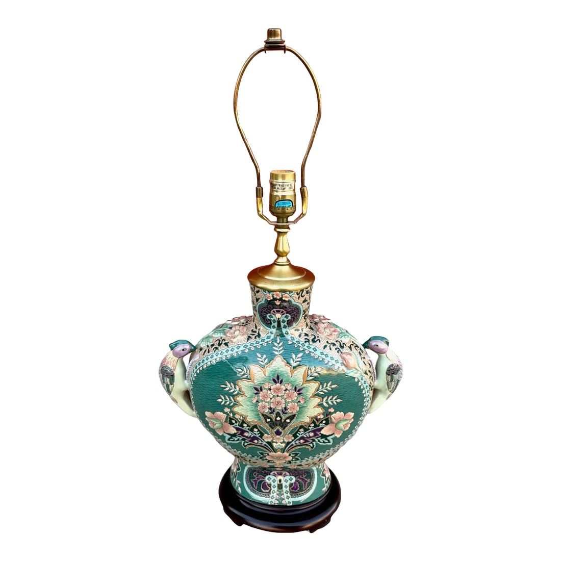 Antique Chinese Porcelain Table Lamp W/Floral-Bird Motif (1 of 10)