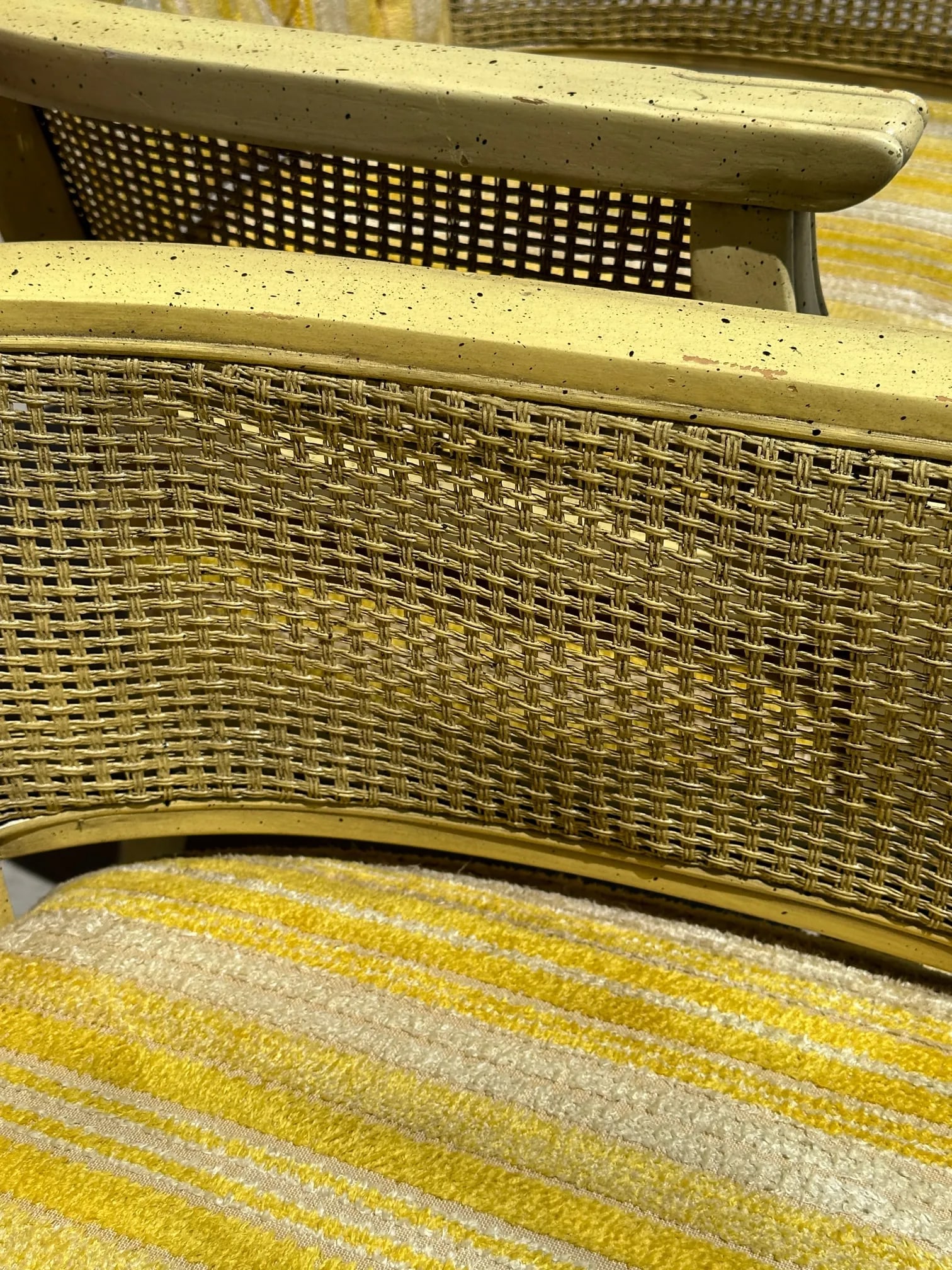 Vintage Yellow Tufted Arm Chairs-A Pair - 8