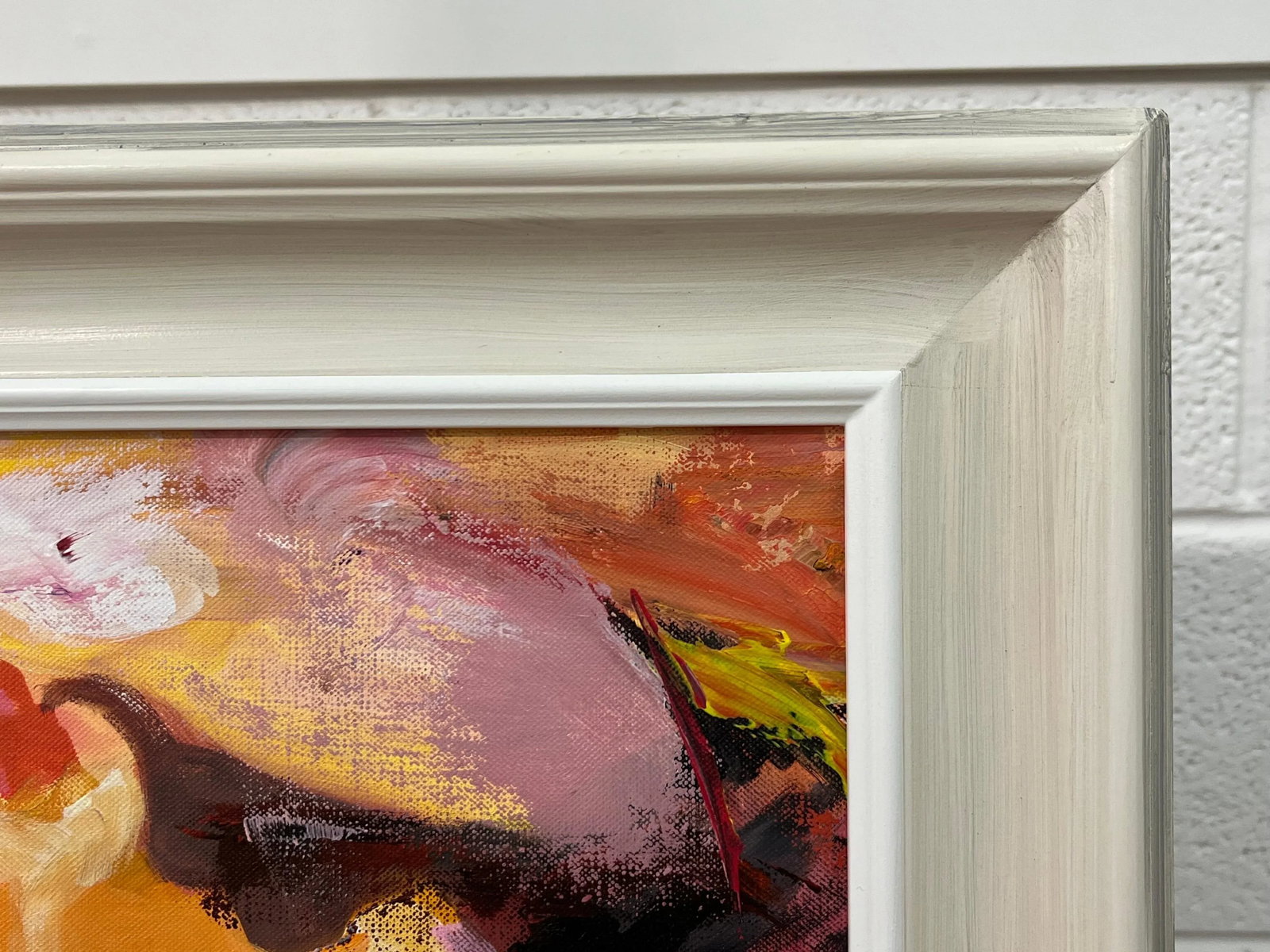 Pink Red & Orange Abstract Expressionist Painting by Contemporary British Artist - 10