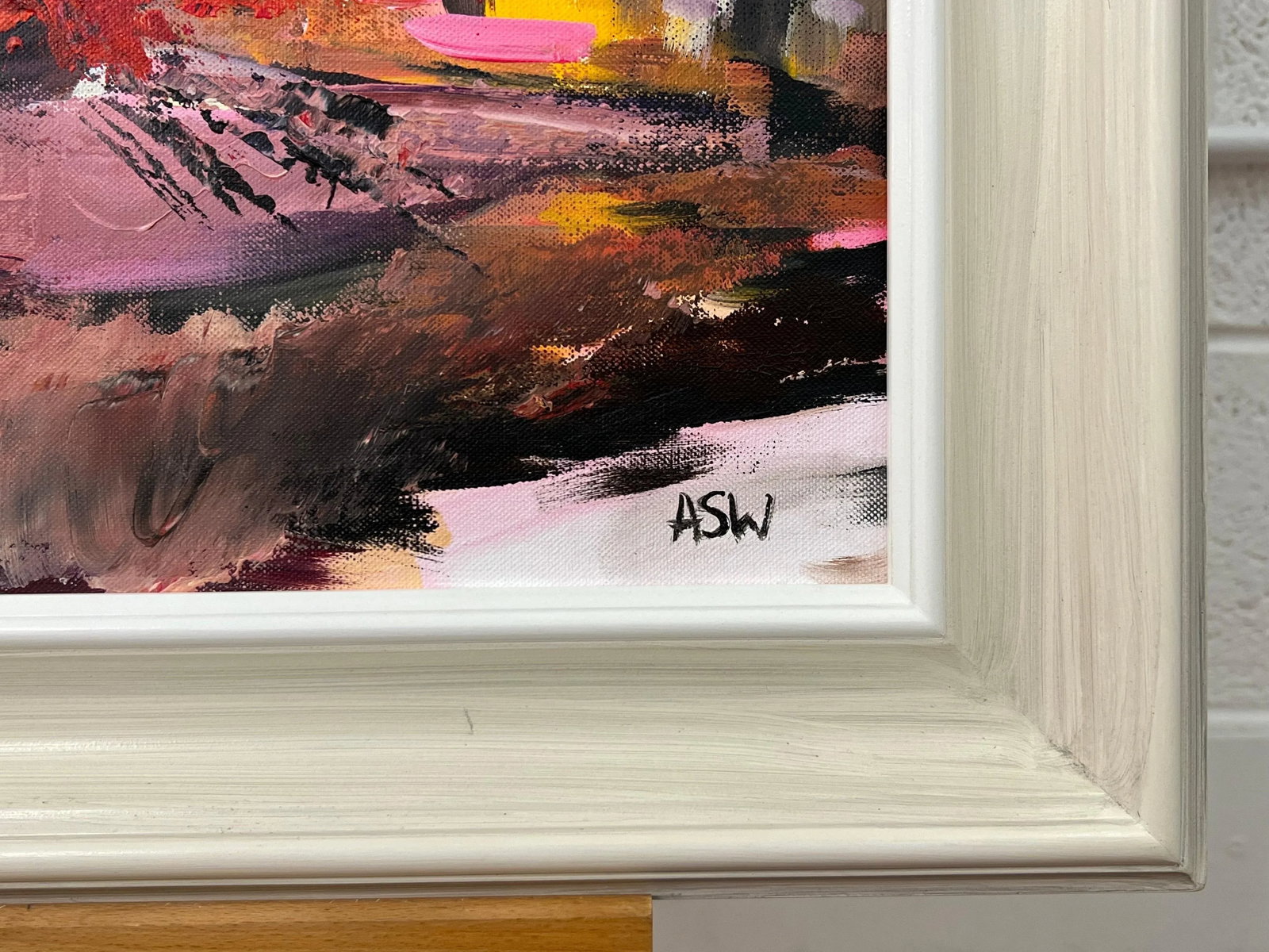 Pink Red & Orange Abstract Expressionist Painting by Contemporary British Artist - 11