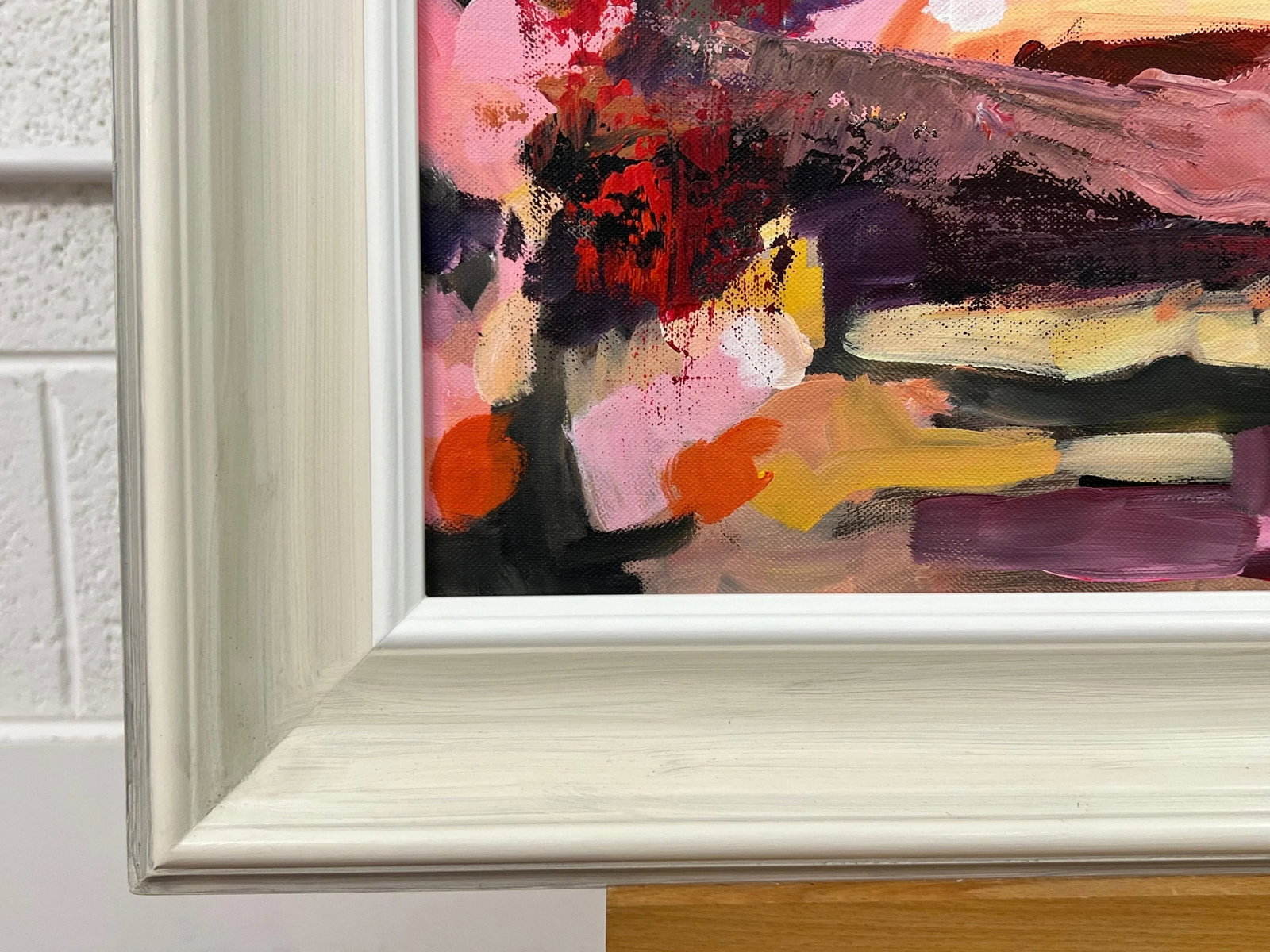 Pink Red & Orange Abstract Expressionist Painting by Contemporary British Artist - 12
