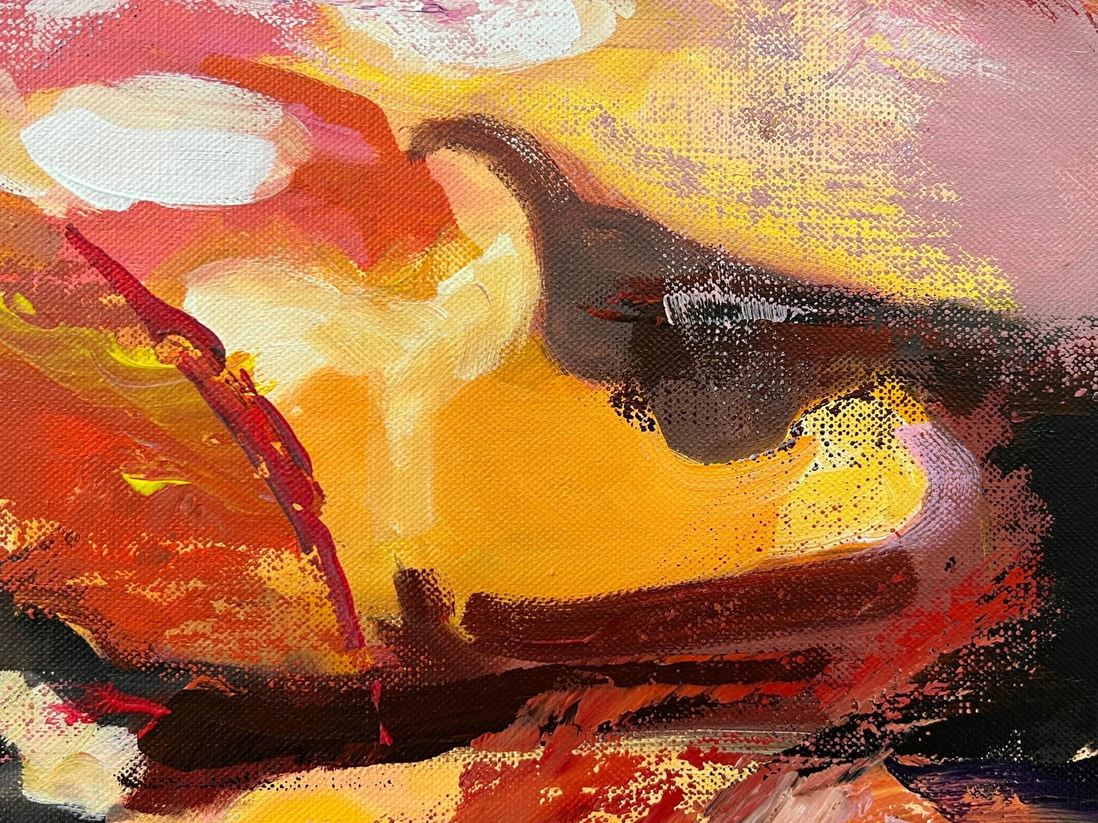 Pink Red & Orange Abstract Expressionist Painting by Contemporary British Artist - 6