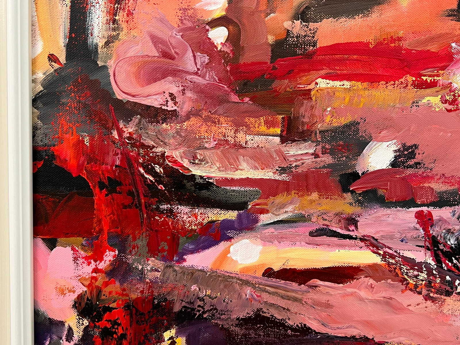 Pink Red & Orange Abstract Expressionist Painting by Contemporary British Artist - 7