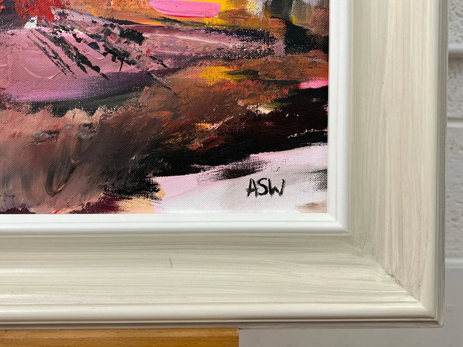 Pink Red & Orange Abstract Expressionist Painting by Contemporary British Artist - 8