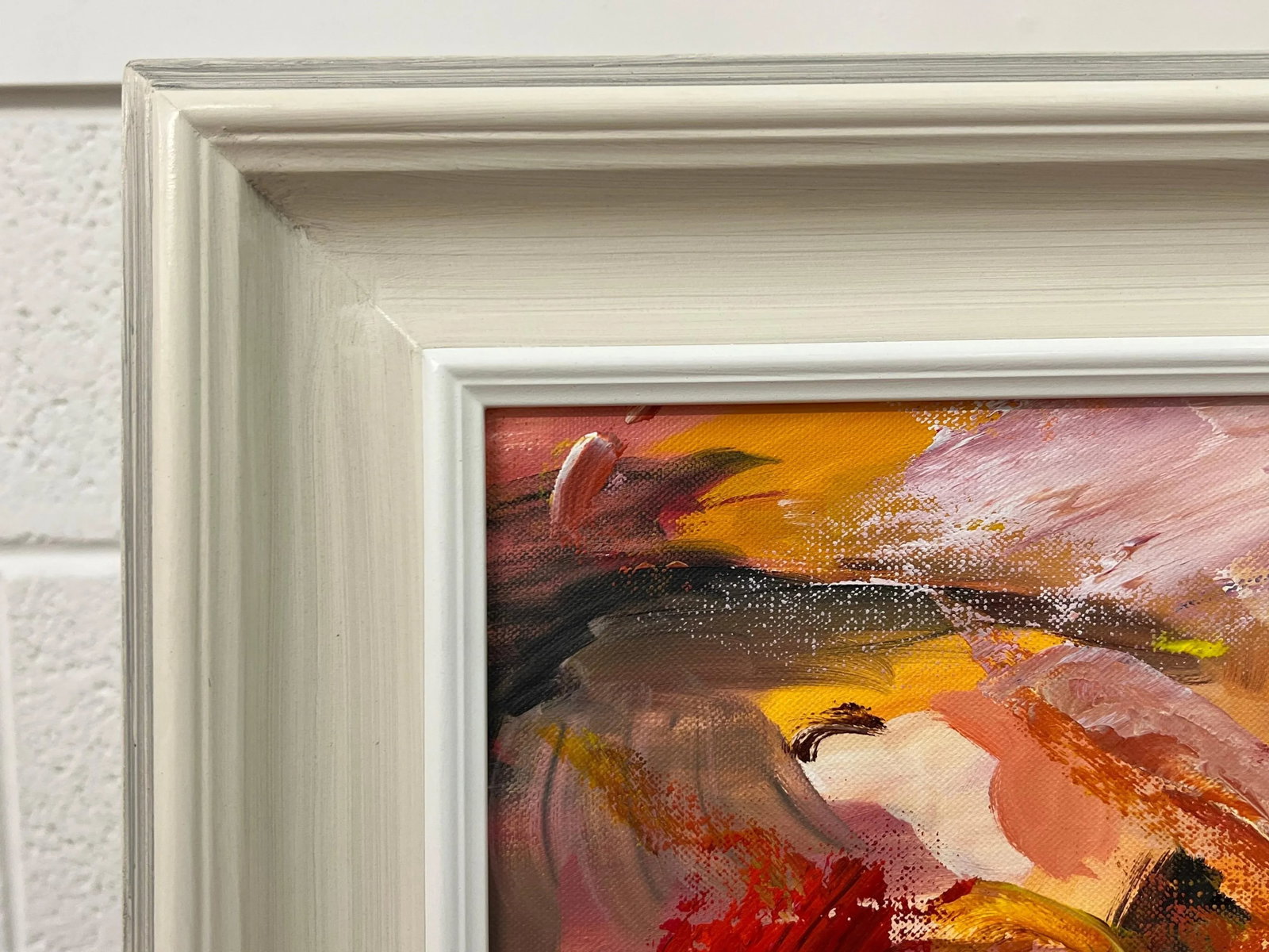 Pink Red & Orange Abstract Expressionist Painting by Contemporary British Artist - 9