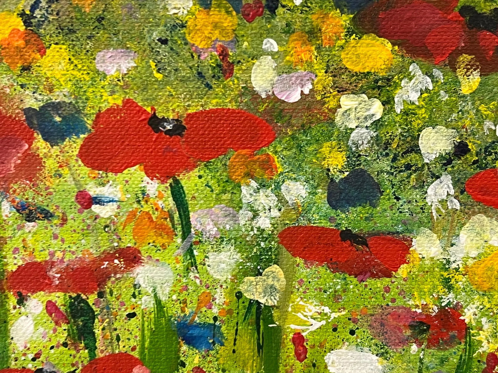 Angela Wakefield Red Poppy Flowers in a Wild Green Meadow with a Blue Sky by Contemporary Artist, 20 - 10
