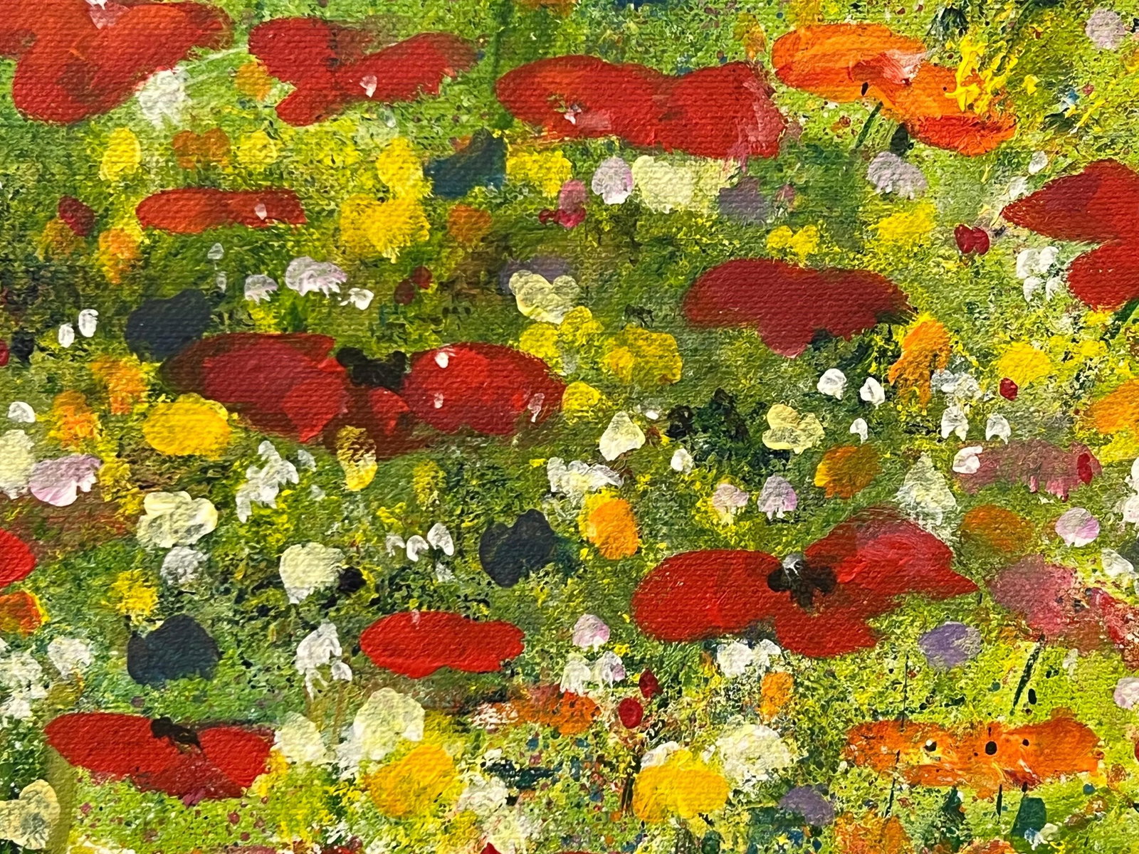 Angela Wakefield Red Poppy Flowers in a Wild Green Meadow with a Blue Sky by Contemporary Artist, 20 - 12