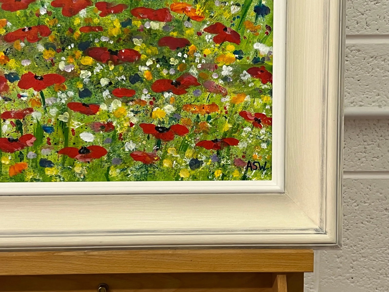 Angela Wakefield Red Poppy Flowers in a Wild Green Meadow with a Blue Sky by Contemporary Artist, 20 - 5
