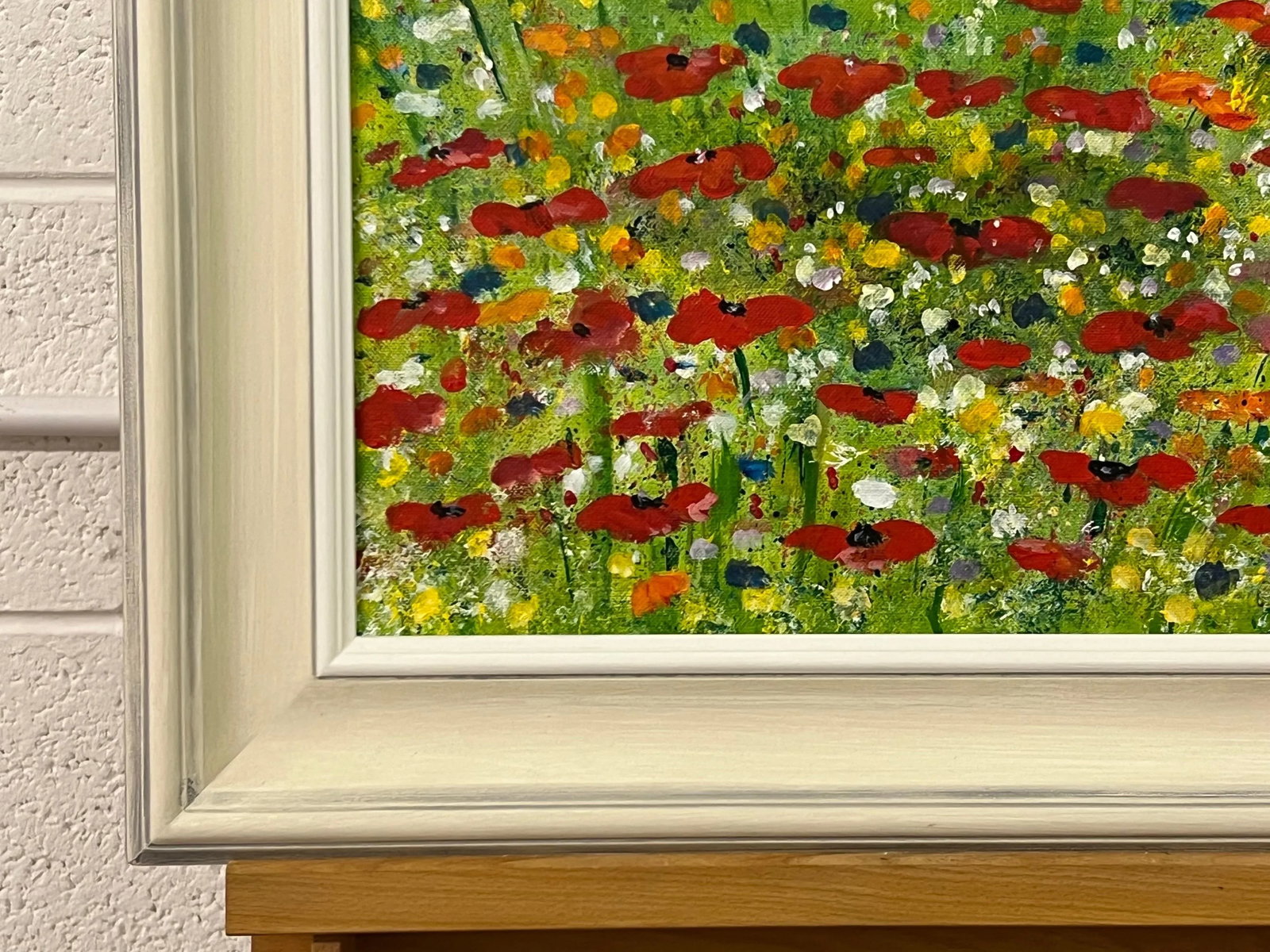 Angela Wakefield Red Poppy Flowers in a Wild Green Meadow with a Blue Sky by Contemporary Artist, 20 - 6