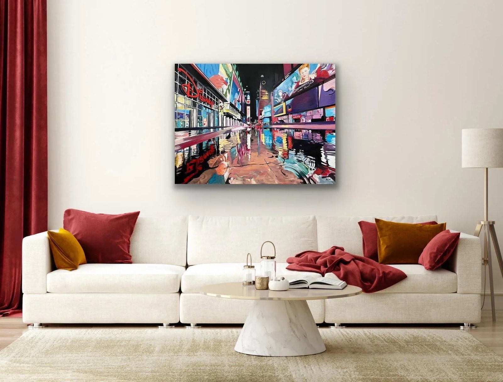 Painting of Times Square New York City Reflections After the Rain II - Unique Original Art by Britis - 4