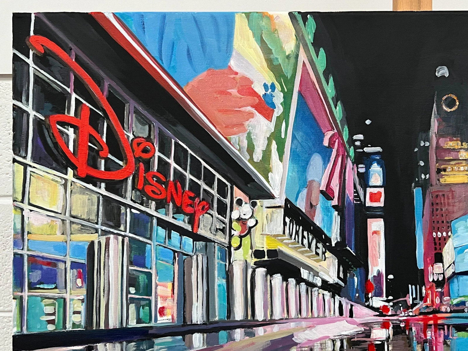 Painting of Times Square New York City Reflections After the Rain II - Unique Original Art by Britis - 9