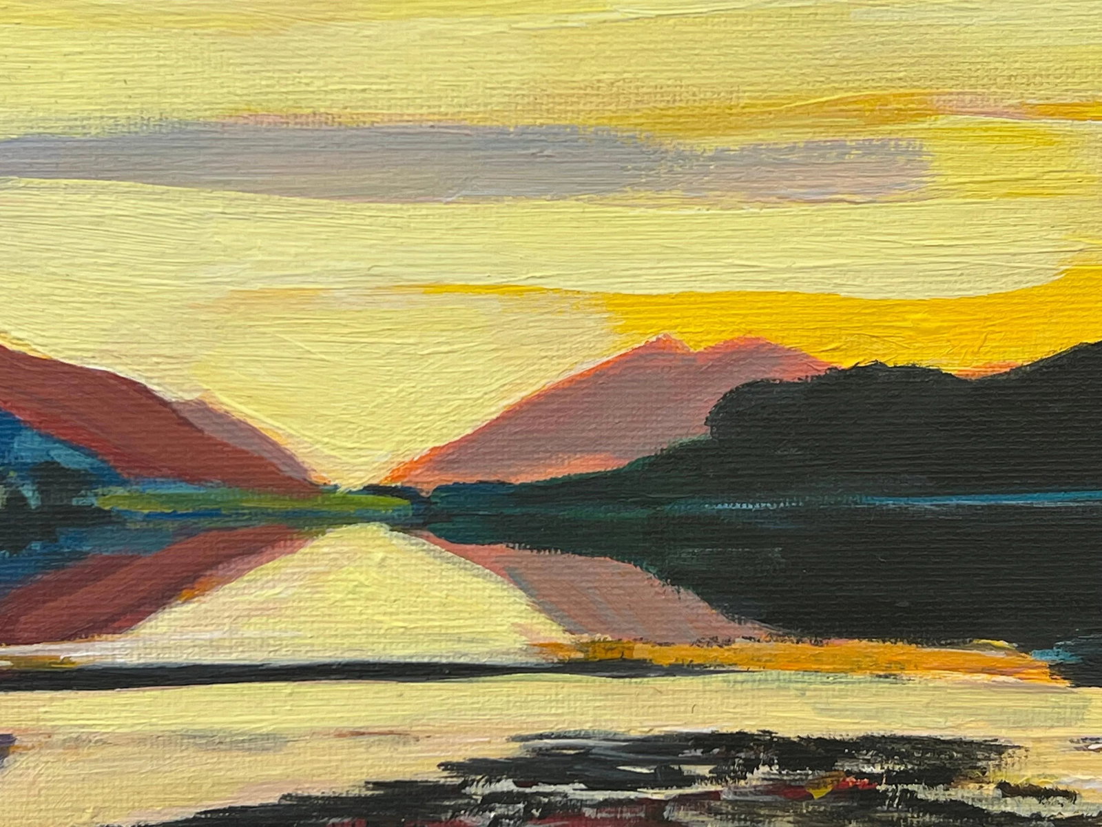 Golden Yellow Landscape Painting of the Scottish Highlands by Contemporary British Artist - 10