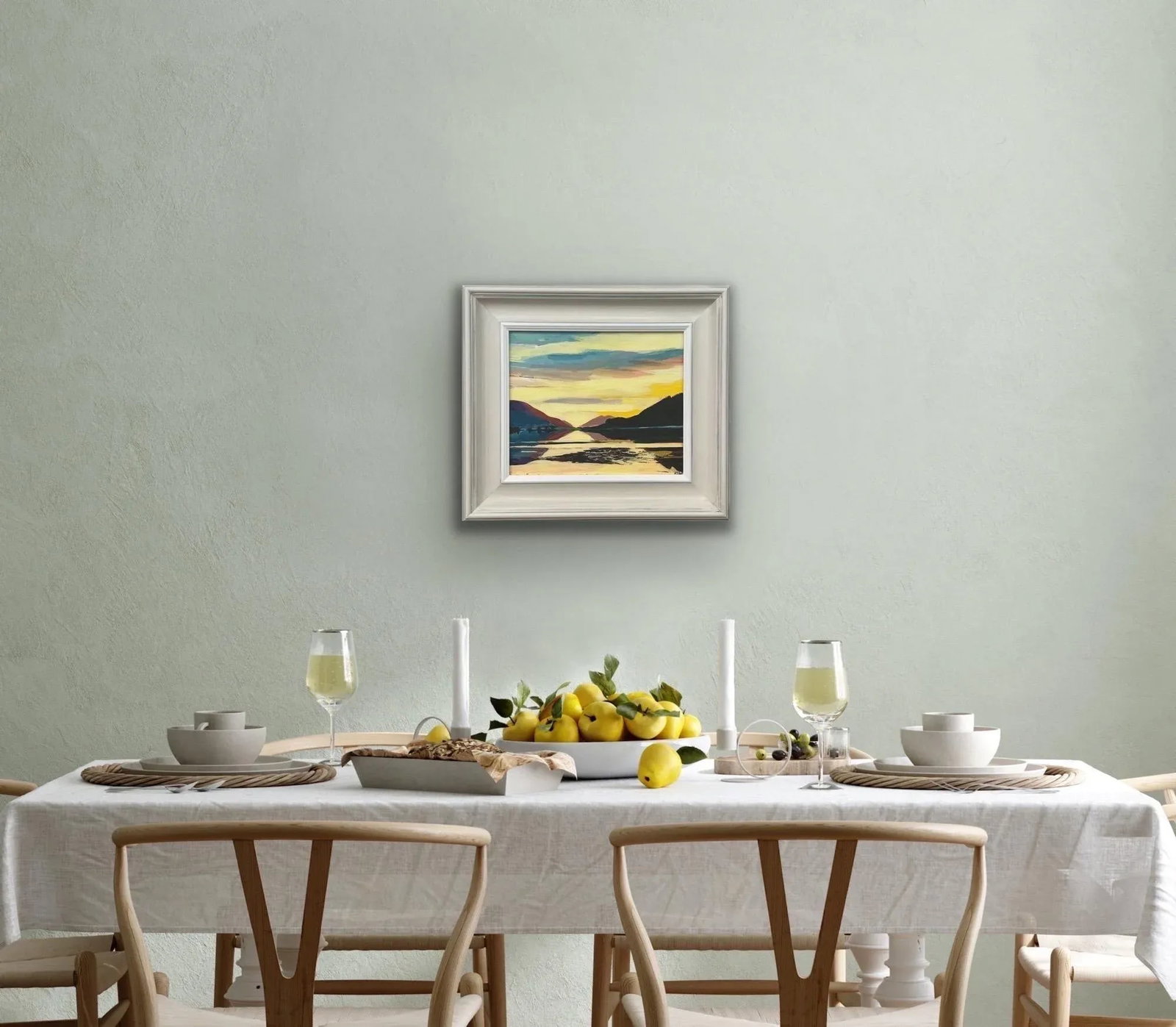 Golden Yellow Landscape Painting of the Scottish Highlands by Contemporary British Artist - 5