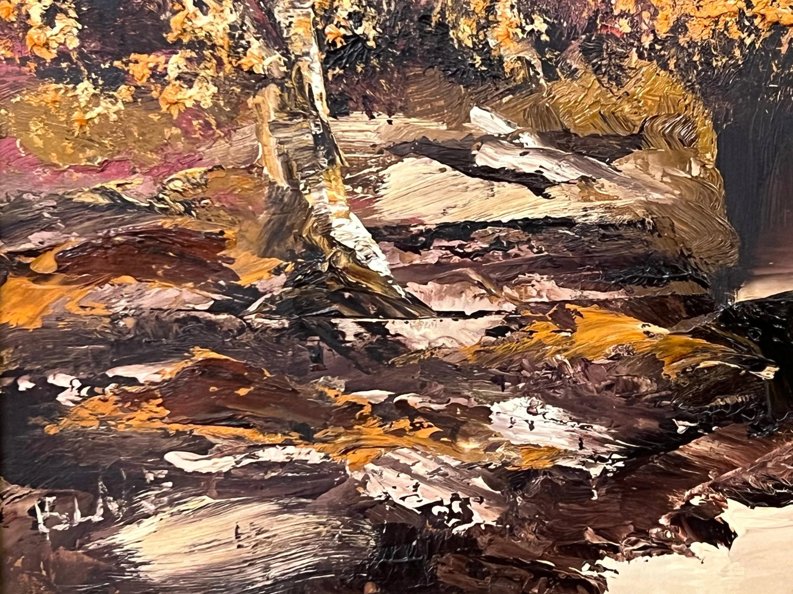 Original Impasto Oil Painting Art of an Autumnal River Landscape by Irish Artist, 1985 - 12
