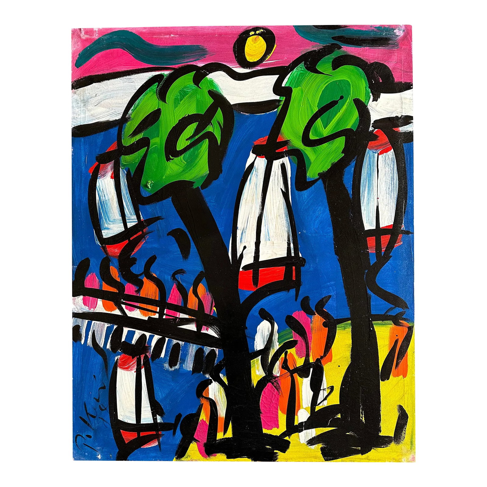 1984 Original Peter Keil Painting - Junge Wilde Collection: Peter Keil is a German artist that focuses primarily on abstract expressionism. Keil painted with some of the greats including Joan Miró, Pablo Picasso and Andy Warhol, to name a few. This is a