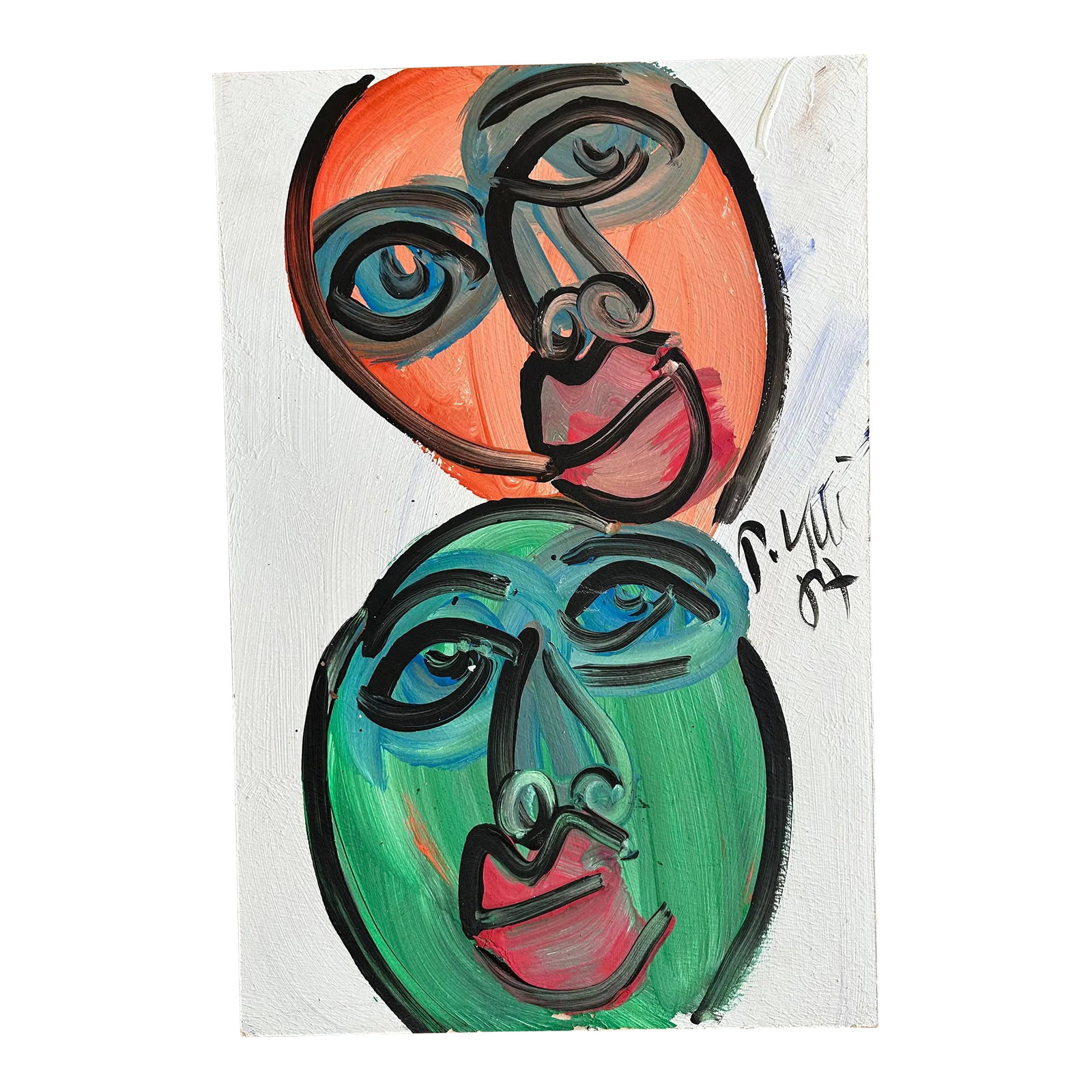 Original 1987 Peter Keil Painting: Peter Keil is a German artist that focuses primarily on abstract expressionism. Keil painted with some of the greats including Joan Miró, Pablo Picasso and Andy Warhol, to name a few. This is a