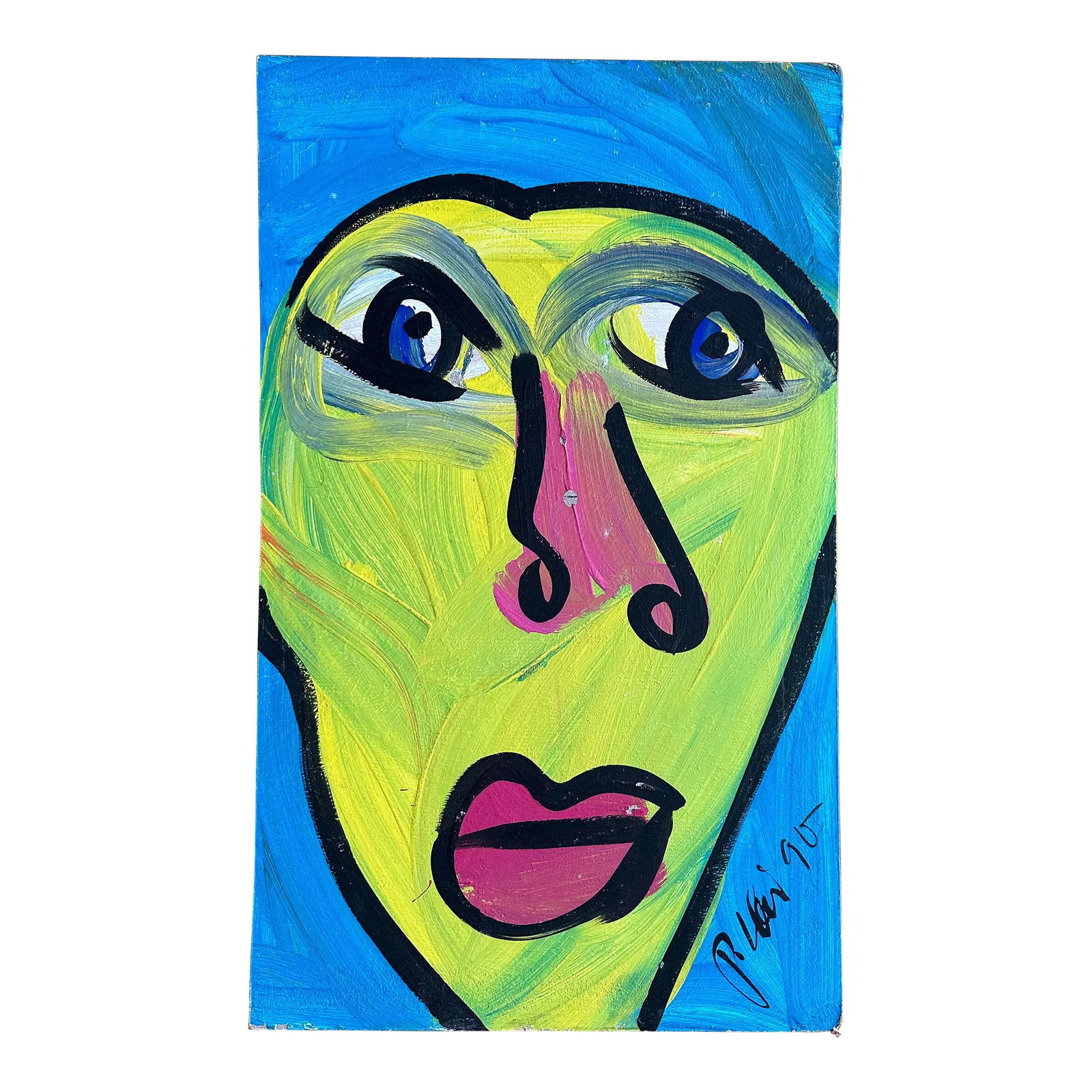 Original Peter Keil Painting, 1990: Peter Keil is a German artist that focuses primarily on abstract expressionism. Keil painted with some of the greats including Joan Miró, Pablo Picasso and Andy Warhol, to name a few. This is a b