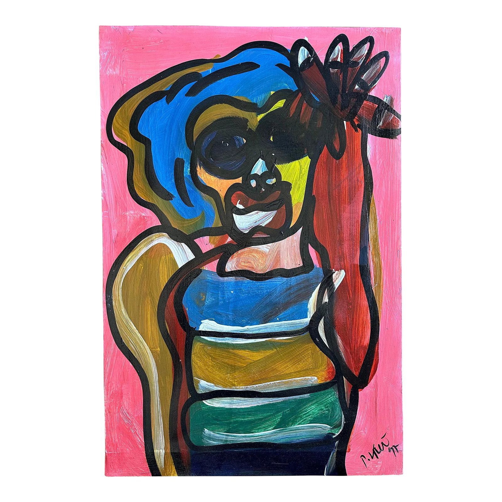 Original 1997 Peter Keil Painting - Junge Wilde Collection: Peter Keil is a German artist that focuses primarily on abstract expressionism. Keil painted with some of the greats including Joan Miró, Pablo Picasso and Andy Warhol, to name a few. This is a