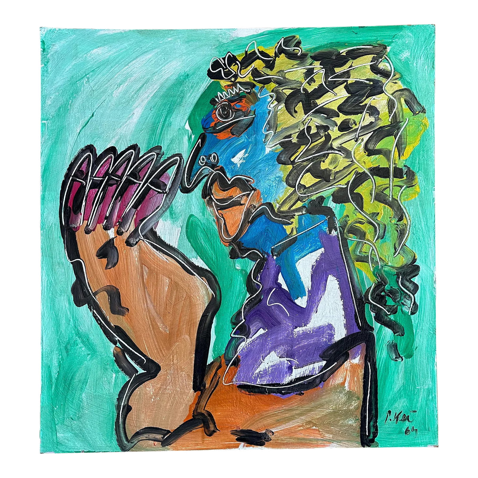1964 Titled Original Peter Keil Painting: Peter Keil is a German artist that focuses primarily on abstract expressionism. Keil painted with some of the greats including Joan Miró, Pablo Picasso and Andy Warhol, to name a few. This is a