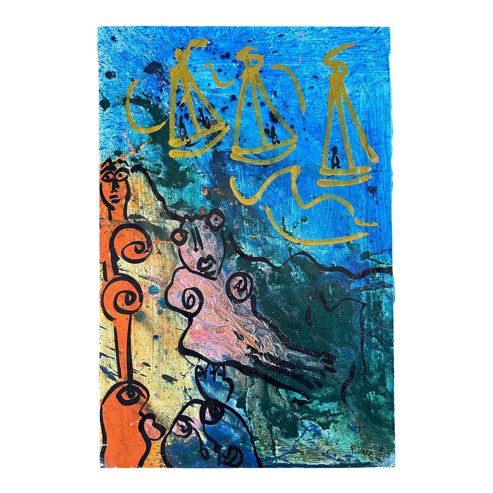 Original Peter Keil Painting - Junge Wilde Collection: Peter Keil is a German artist that focuses primarily on abstract expressionism. Keil painted with some of the greats including Joan Miró, Pablo Picasso and Andy Warhol, to name a few. This is a