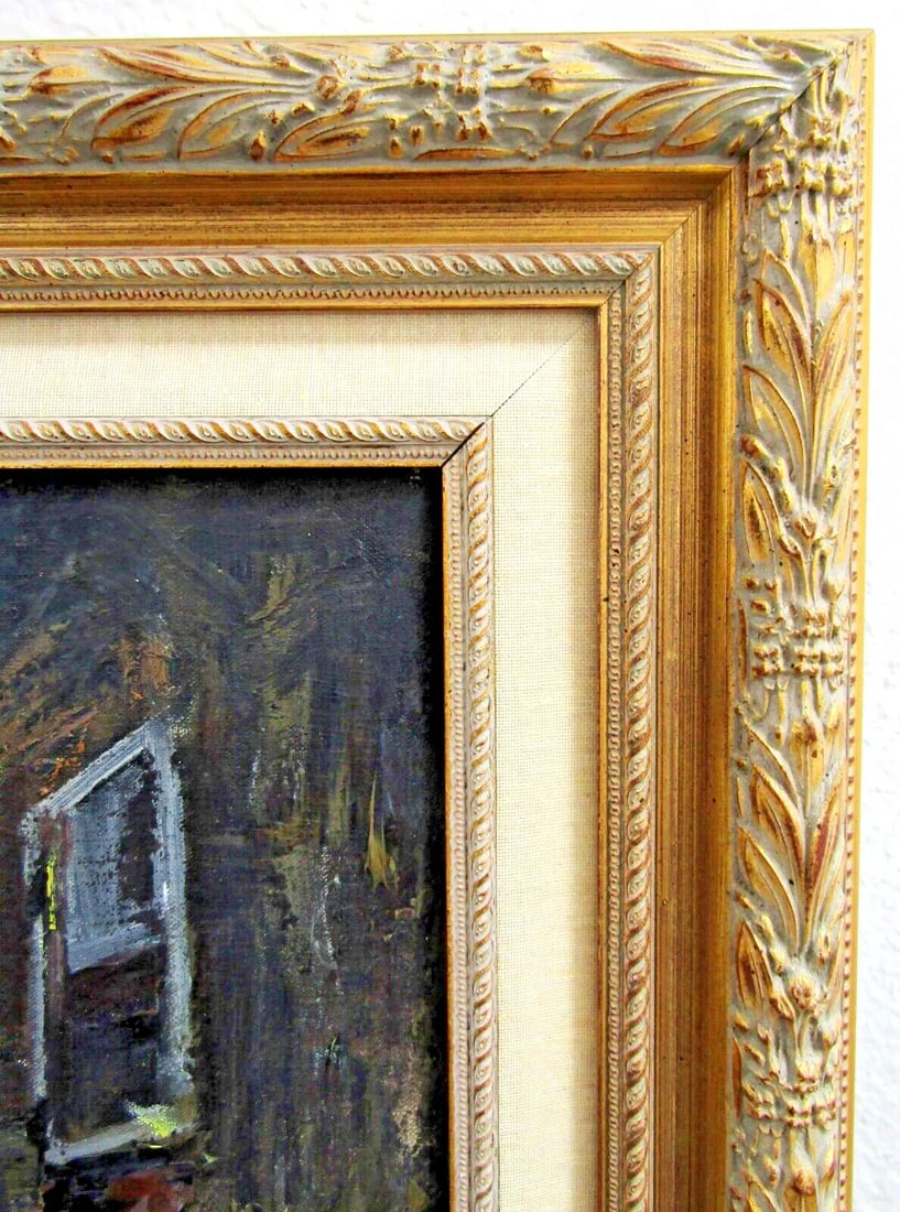 Vintage Durval Pereira Oil Painting Village Church Scene Brazil 47.5 X 23 Signed - 10