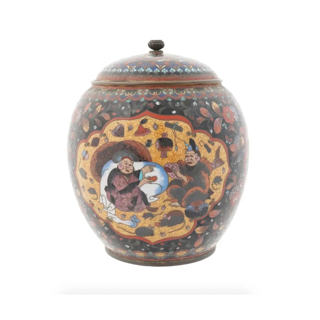 Large Late 19th Century Japanese Meiji Lidded Cloisonne Enamel Jar - 5