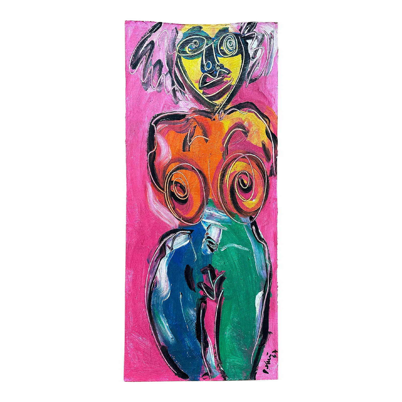 Large Titled Painting by Peter Keil, 1967: Peter Keil is a German artist that focuses primarily on abstract expressionism. Keil painted with some of the greats including Joan Miró, Pablo Picasso and Andy Warhol, to name a few. This is a p