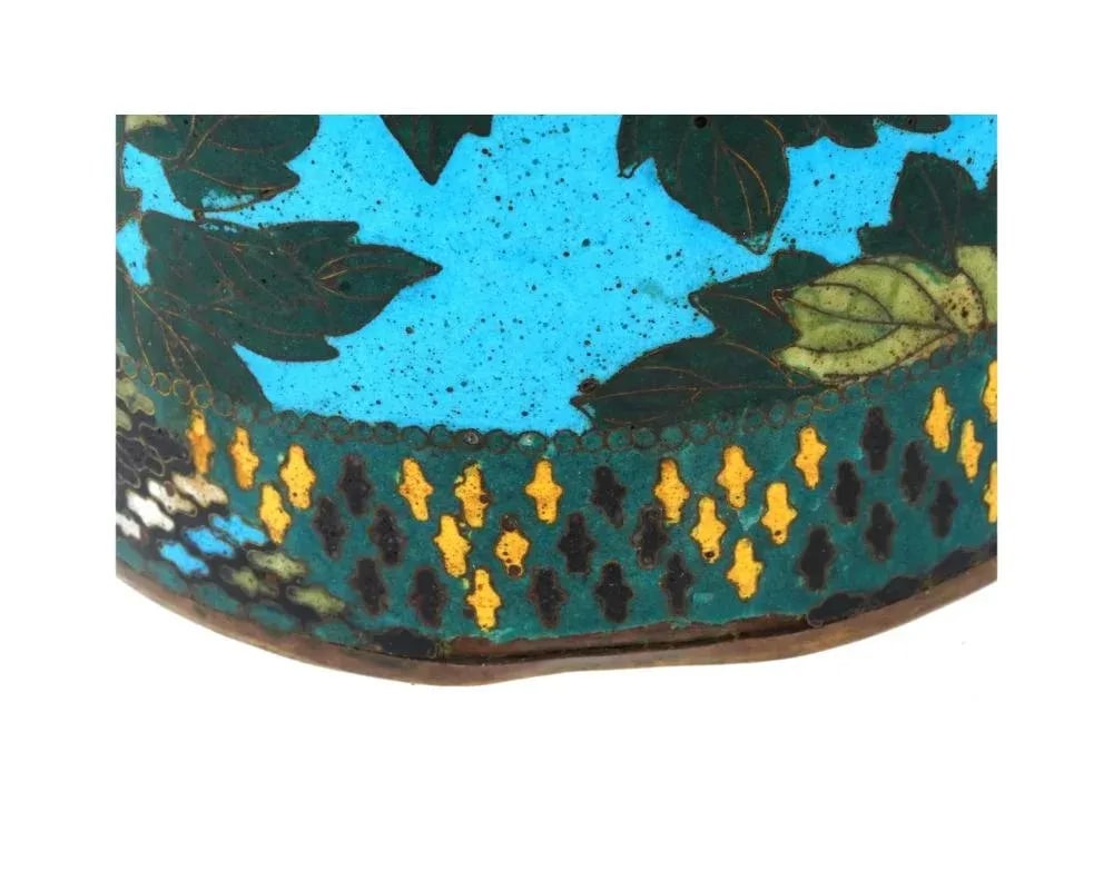 Large Antique Meiji Japanese Cloisonne Enamel Brush Pot Vase - 5
