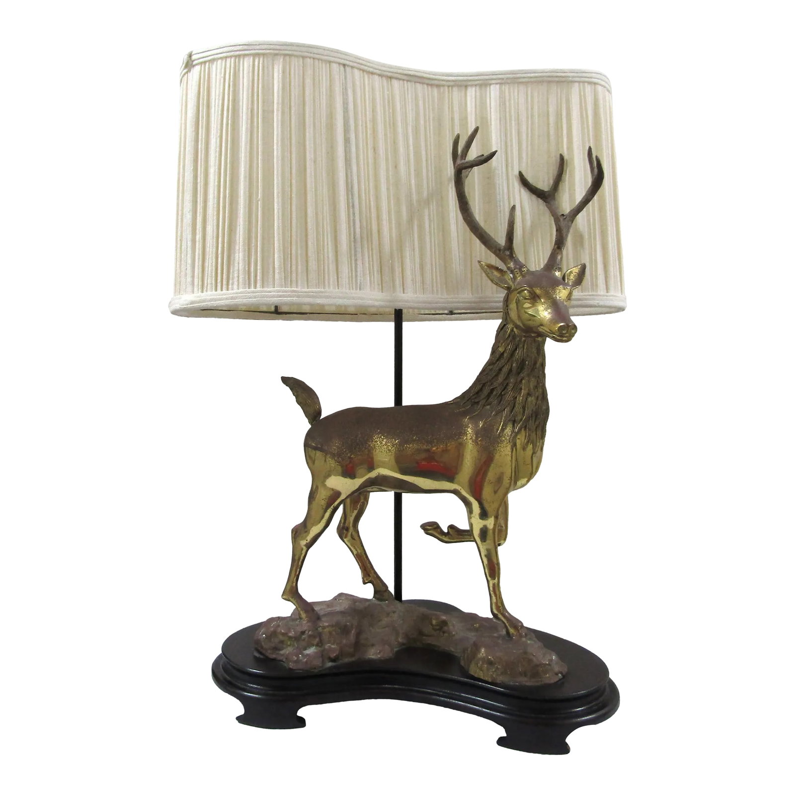 Vintage LaBarge Mirror Company Solid Brass Stag Deer Sculptural Table Lamp: Rare Vintage LaBarge Mirror Company Solid Brass Stag Deer Sculptural Table Lamp Monumental piece. The solid brass stag measures 11" long, 5 1/2" wide and 19 1/4" tall. The stag stands on a rock