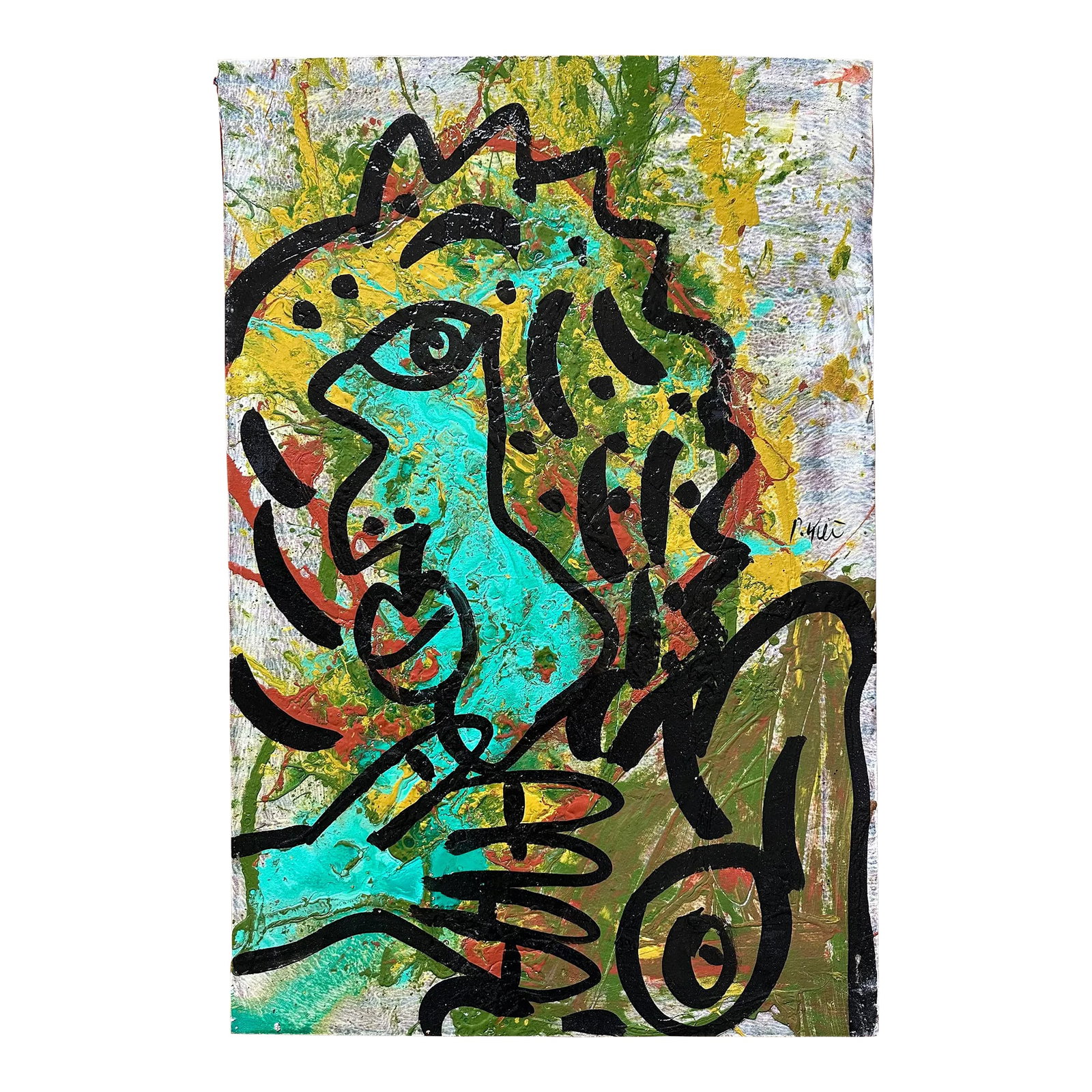 Original Peter Keil Painting - Junge Wilde Collection: Peter Keil is a German artist that focuses primarily on abstract expressionism. Keil painted with some of the greats including Joan Miró, Pablo Picasso and Andy Warhol, to name a few. This is a p