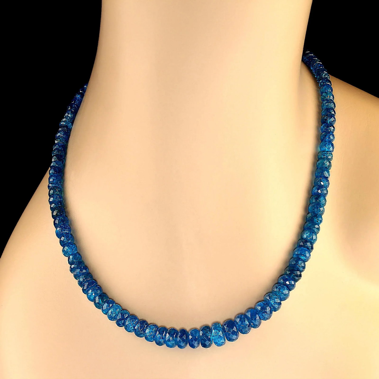 Graduated Rondelles of Neon Apatite Necklace - 3