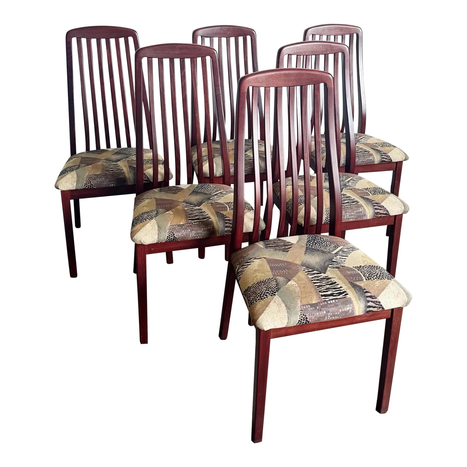 Mid Century Modern Italian Rosewood Dining Chairs by A. Sibau - Set of 6: Title: Mid Century Modern Italian Rosewood Dining Chairs by A. Sibau - Set of 6 Description: Elevate your dining experience with this exquisite set of 6 Mid Century Modern Italian Rosewood Dining