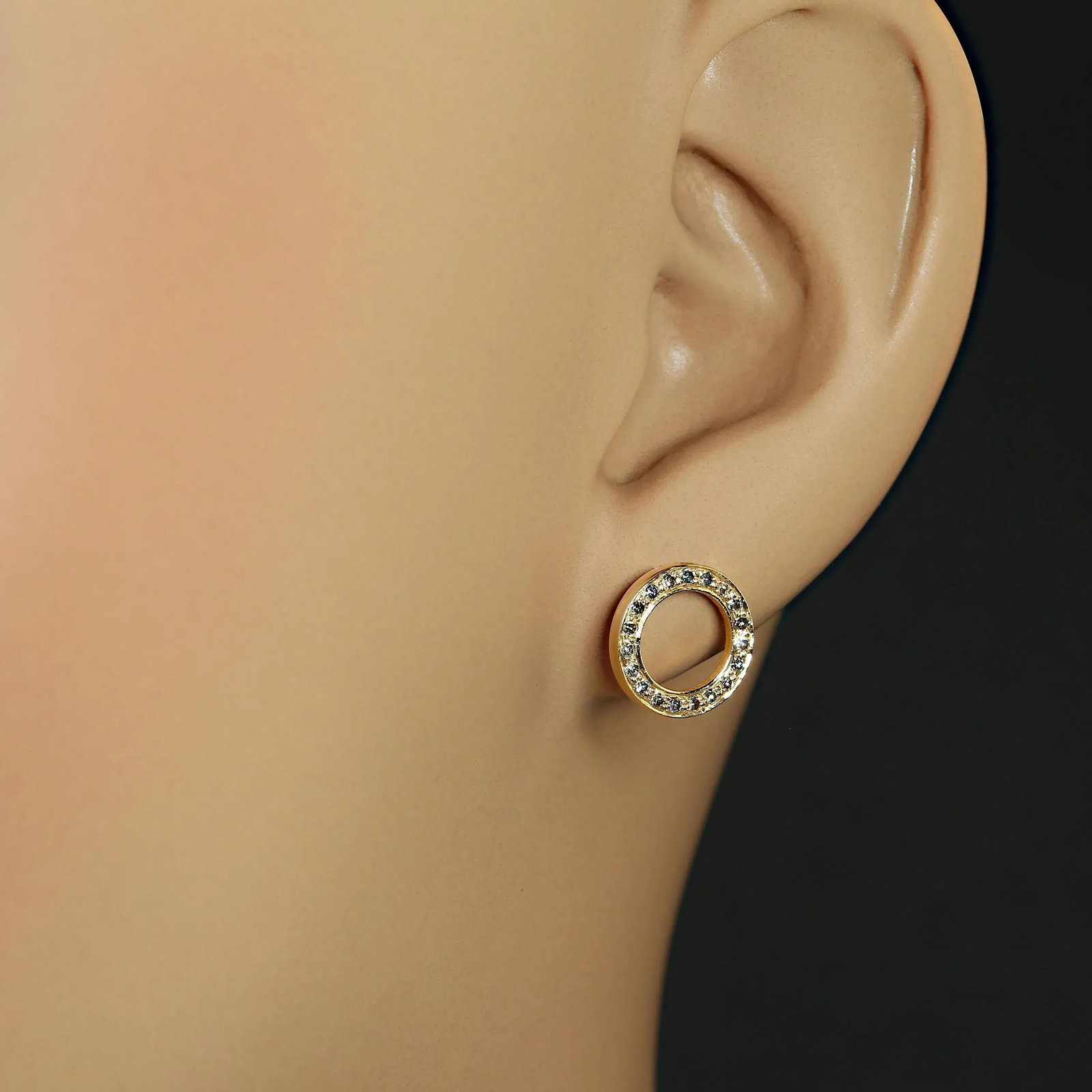 Diamond and 14 Karat Flat Circle Earrings April Birthstone - 2 Pieces - 2