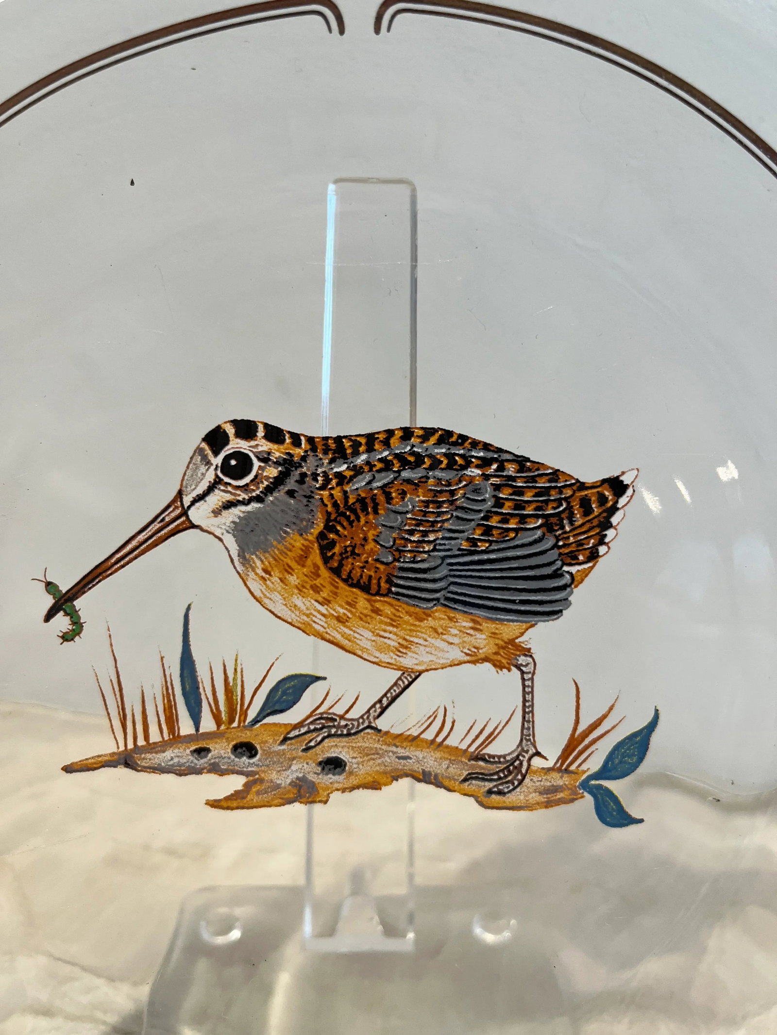 Late 20th Century Winter Game Birds Red Glassware Canapé Plates by Lynn Chase- Set of 6 - 4