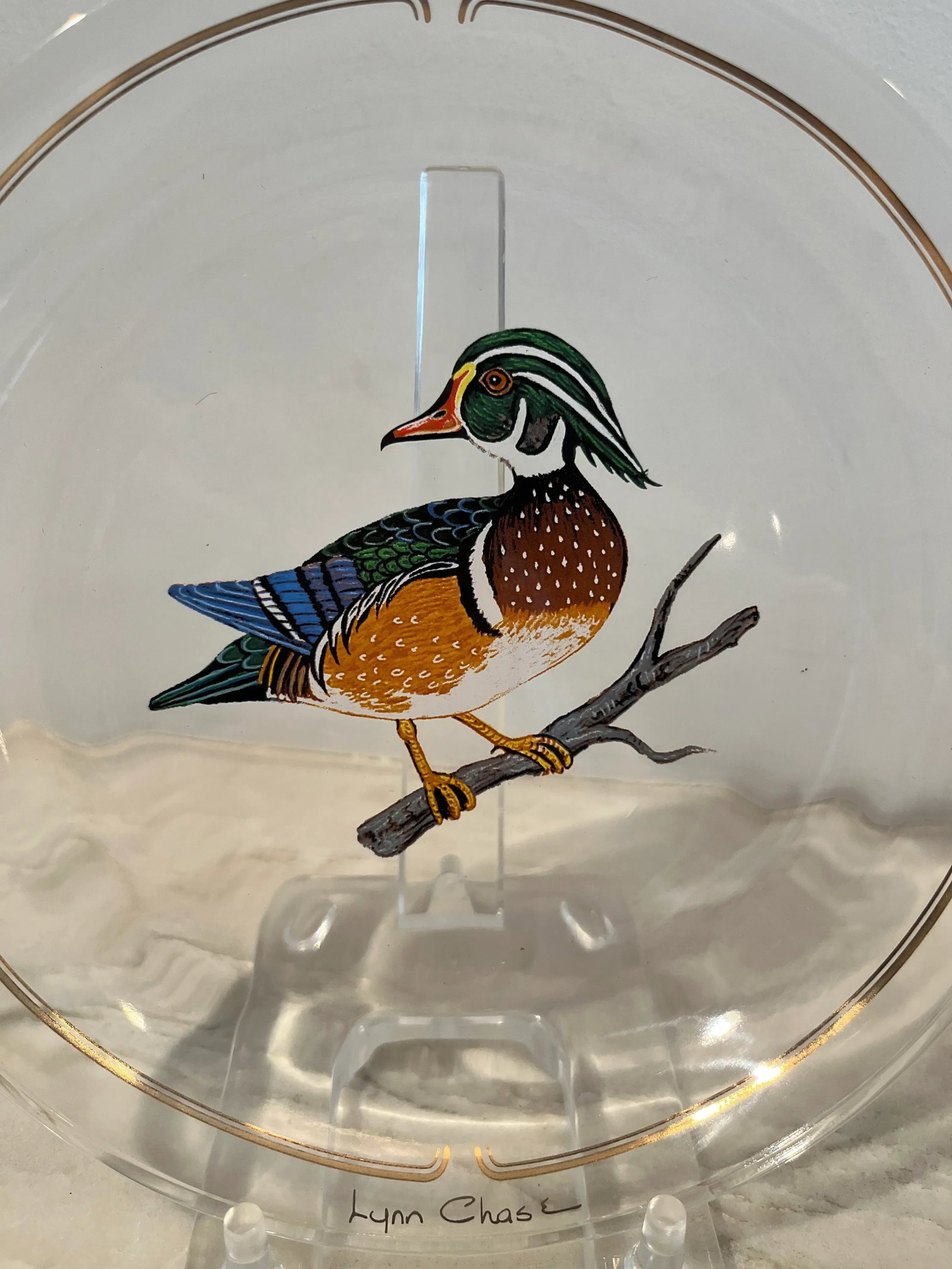 Late 20th Century Winter Game Birds Red Glassware Canapé Plates by Lynn Chase- Set of 6 - 5