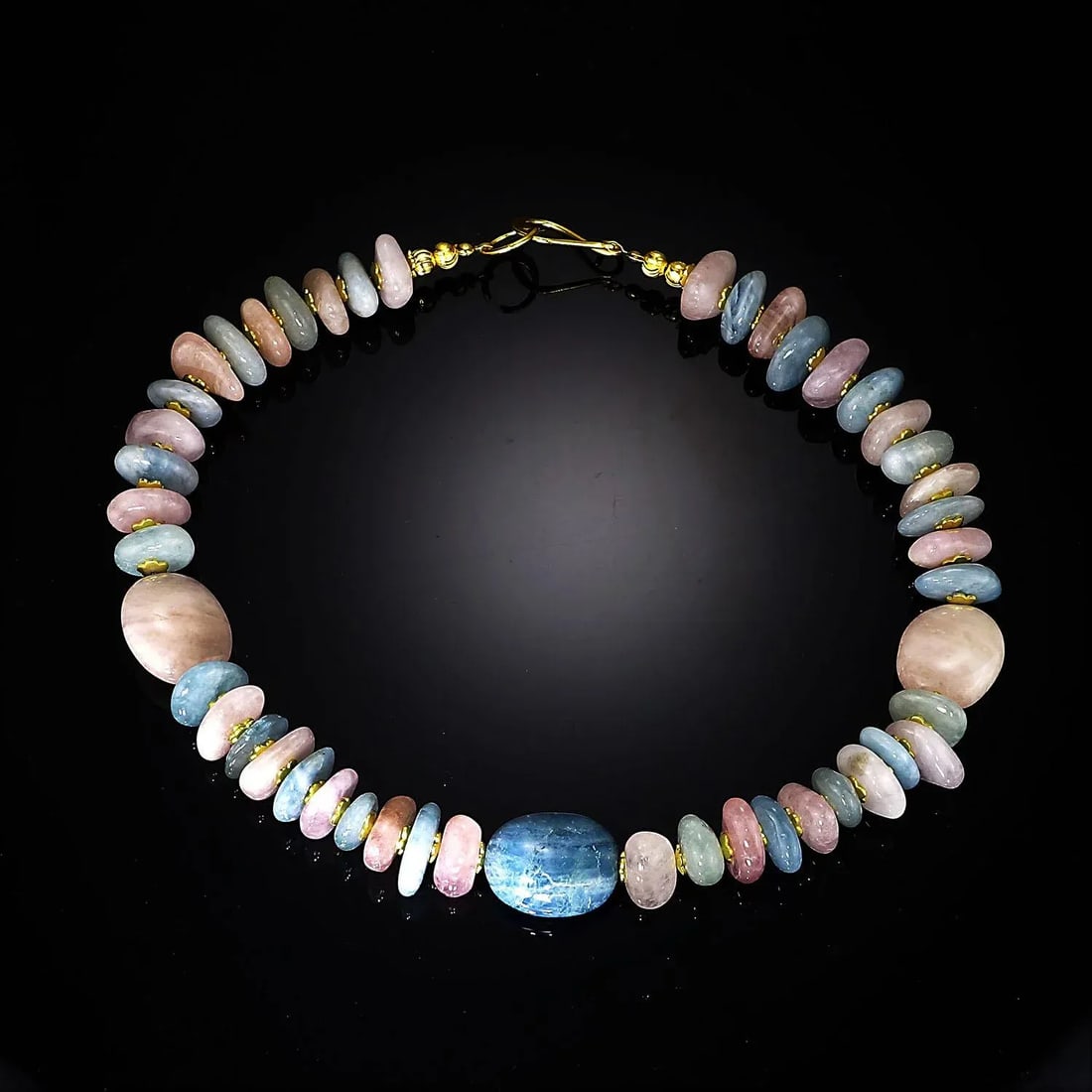 Polished Nuggets of Pink and Blue Beryl Necklace March Birthstone - 2