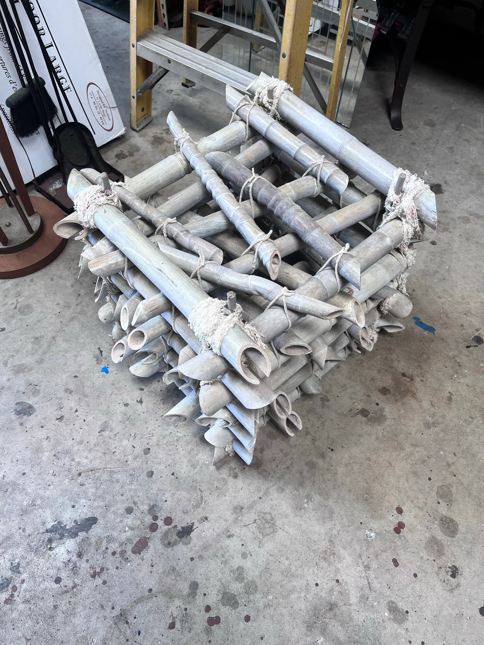 1980s Pair of Bleached Bamboo Side Tables With Glass Tops - 7