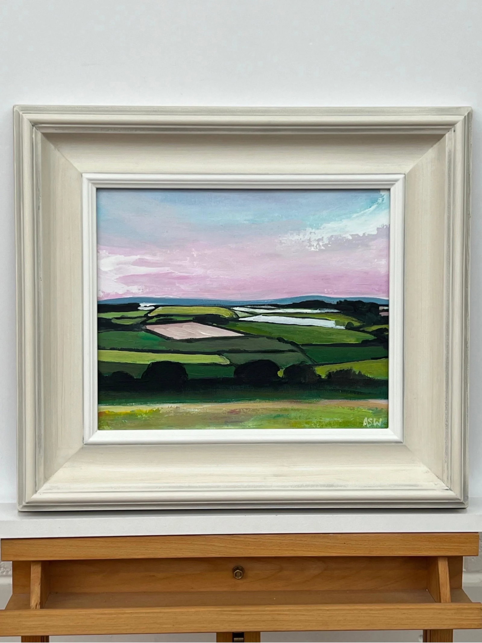 Angela Wakefield, Patchwork quilt of vibrant green pasture, ploughed fields and farmland hedgerows, - 3