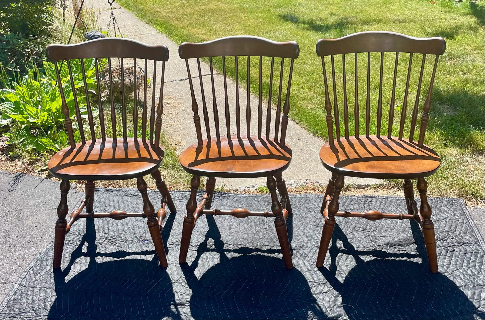 Mid 20th Century S. Bent & Bros. Fan Back Windsor Chairs - Set of 3 - 12