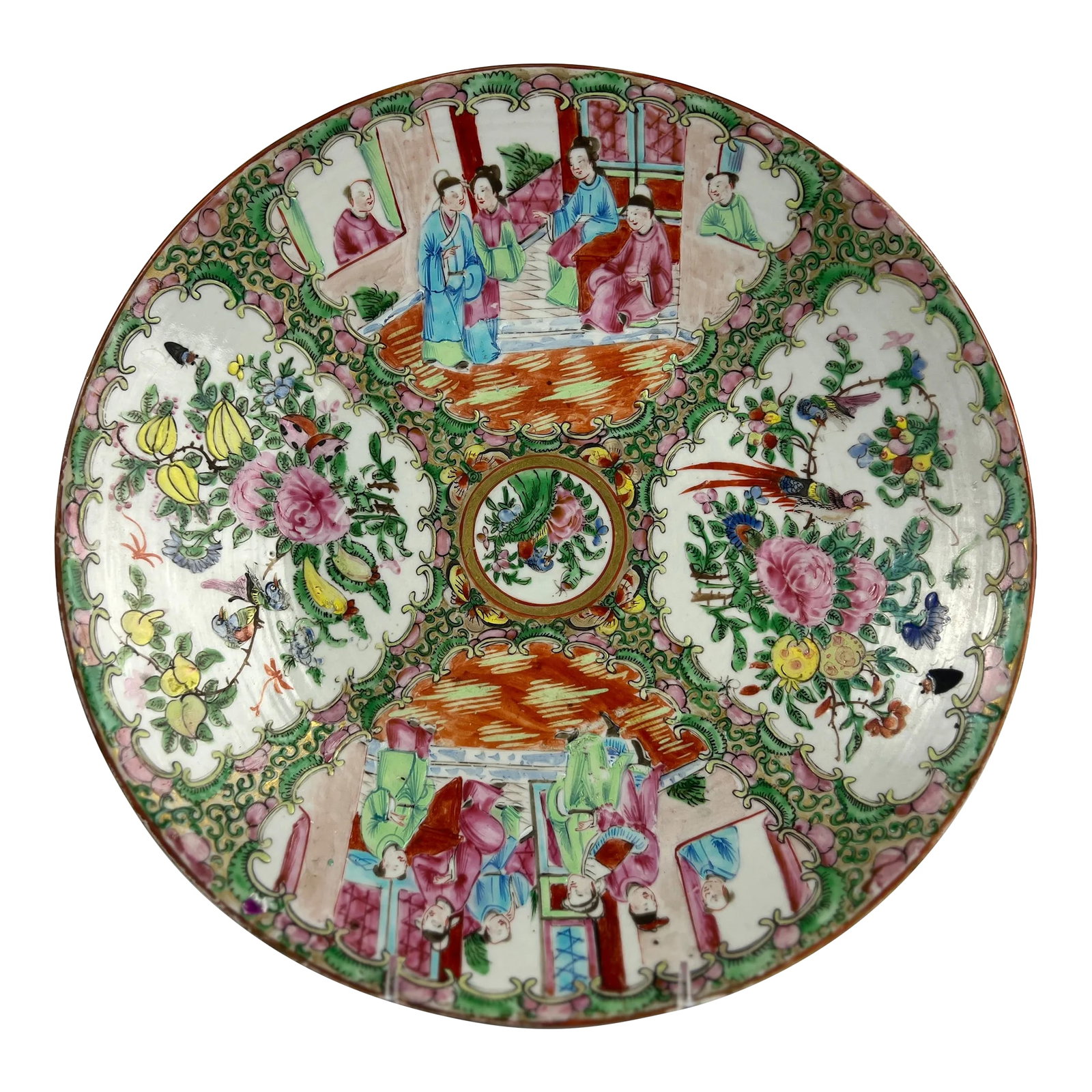 Large Antique Chinese Famille Rose Medallion Porcelain Platter 13.5" (1 of 8)