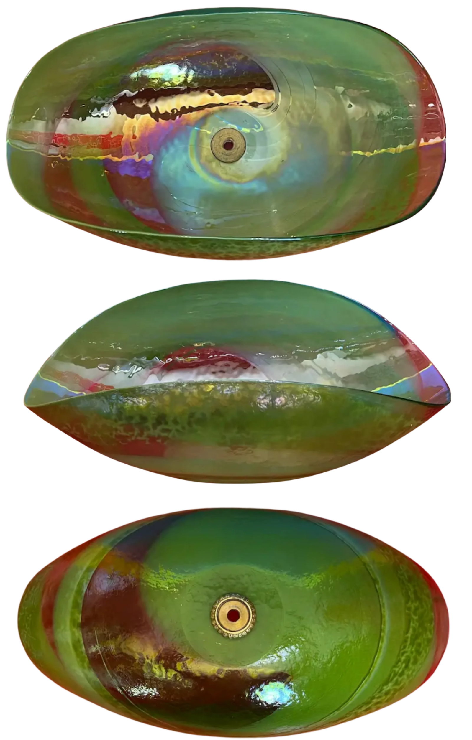 Murano Art Glass Abstract Green Mushroom Bronze Table Lamp - 10