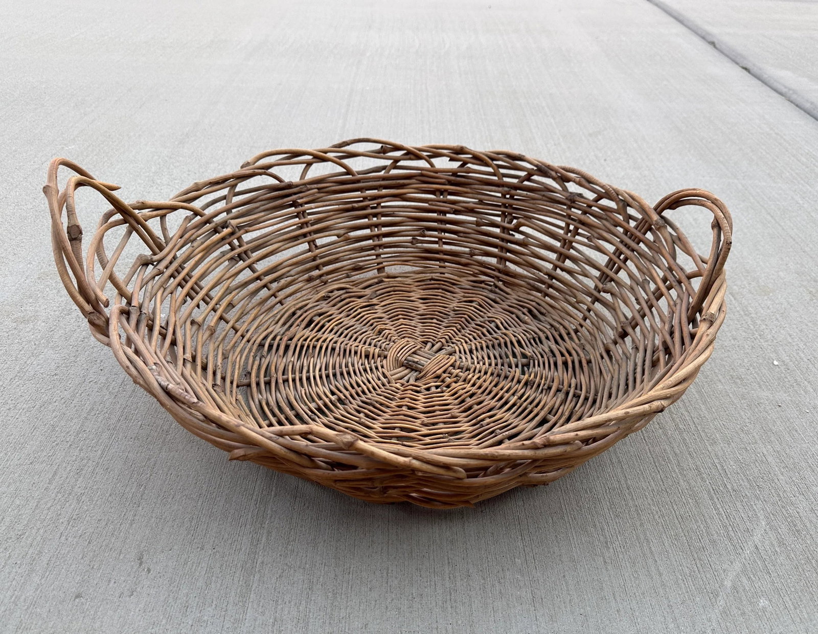 Vintage Rustic European Wicker Gathering Basket - 5