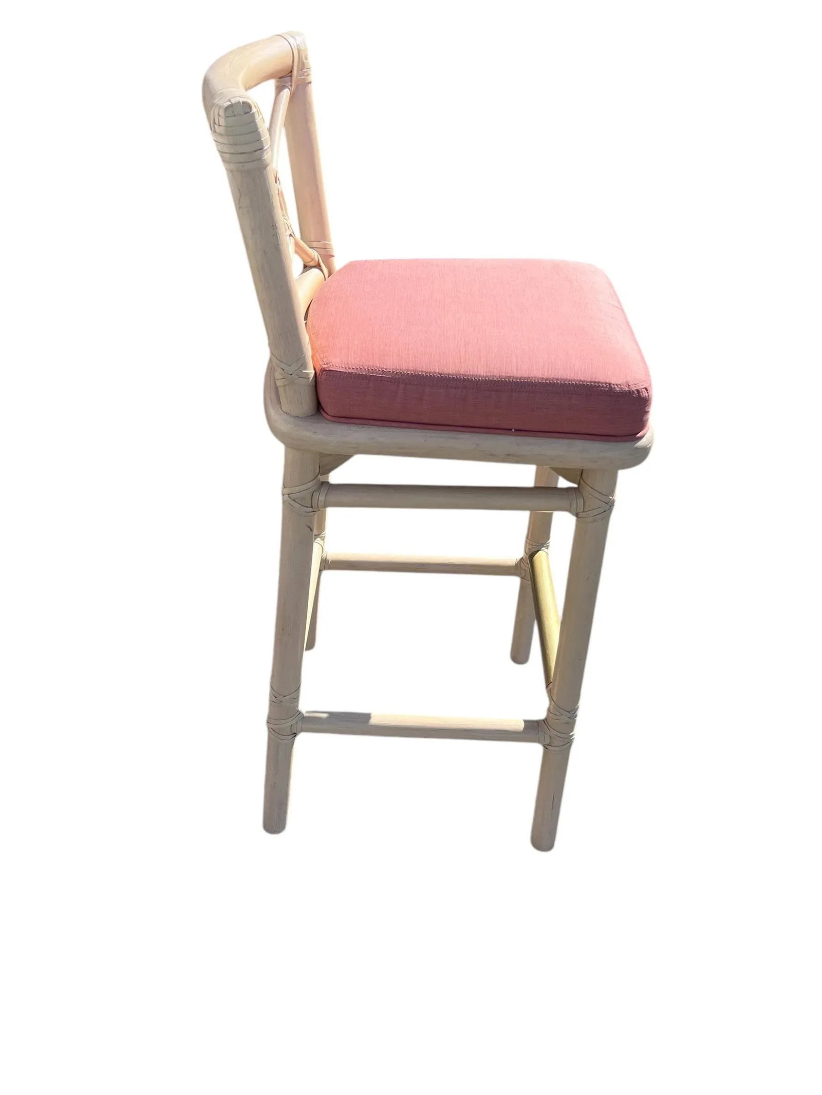 Mid 20th Century McGuire Modern Boho Chic Bamboo & Rattan Target Back Counter Bar Stool - 6