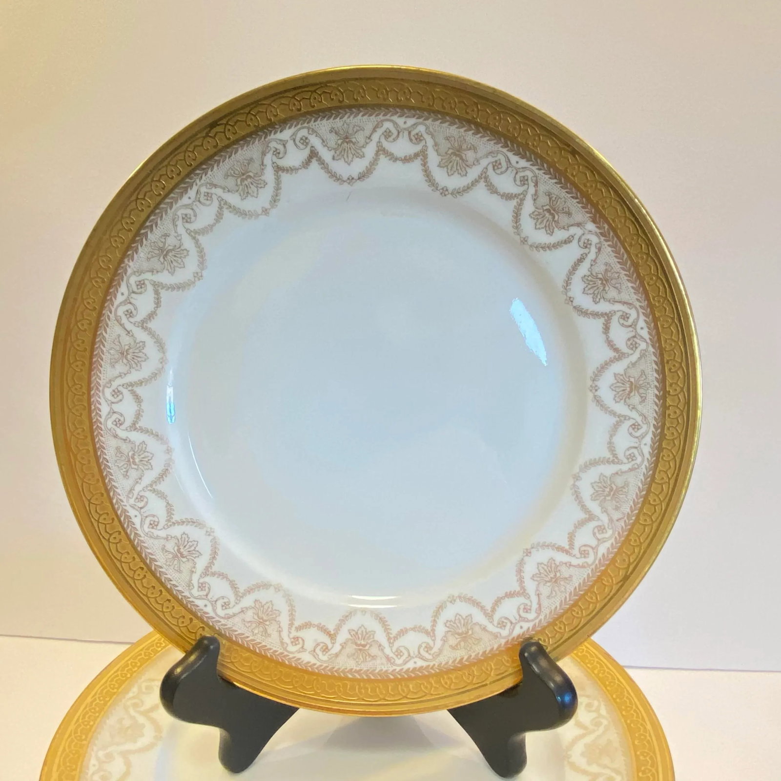 Antique Limoges Gilt Salad Luncheon Plates by Wm. Guérin & Co., France - Set of 12 - 2