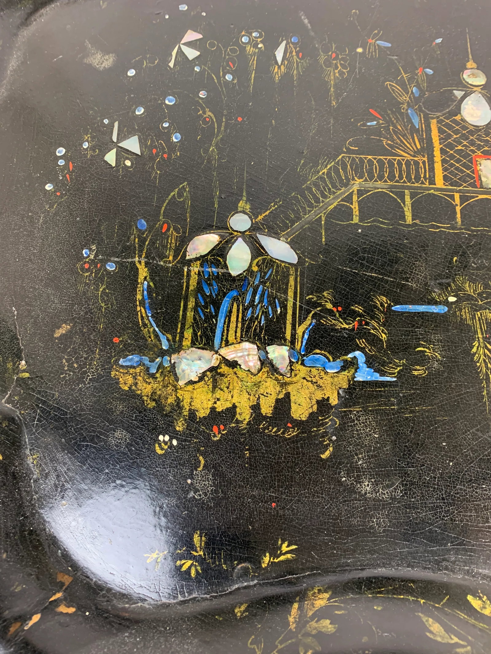 Antique Papier-Mâché Chinoiserie Tray - 9