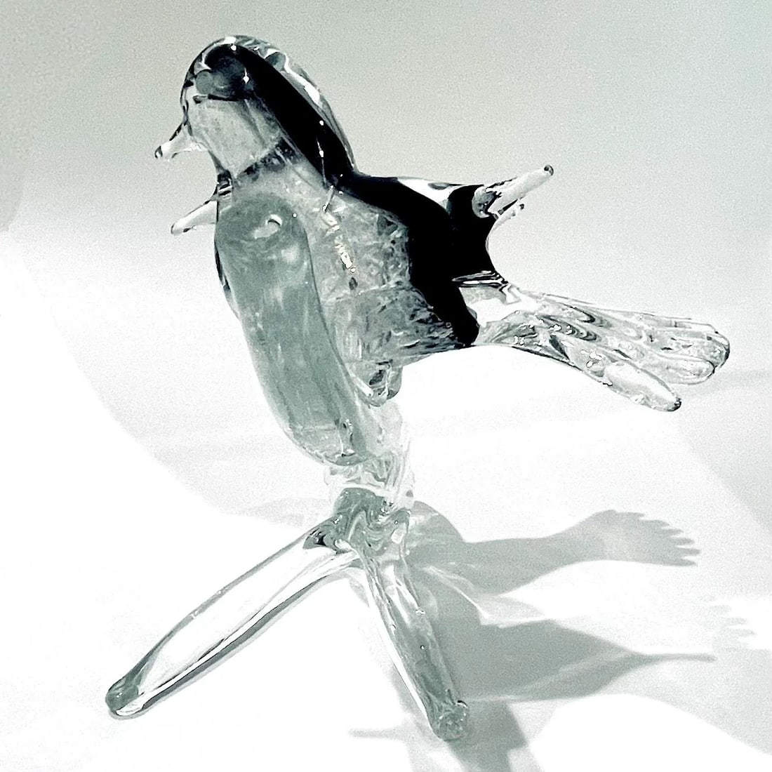 1970's Murano Attributed Blown Glass Love Birds on Branch Figurine - 5