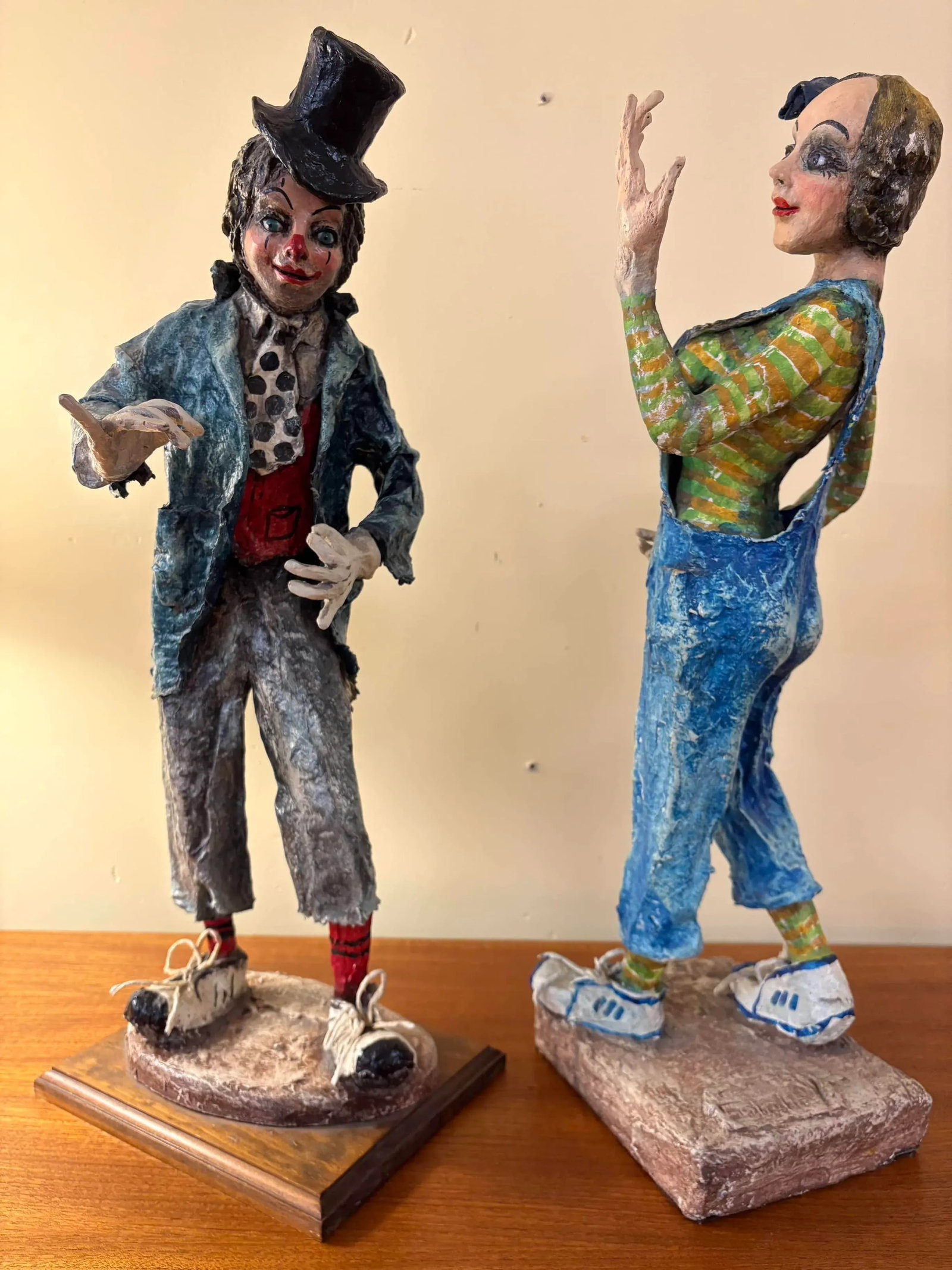 Whimsical Papier-Mâché Clown Figurines – Unique Handmade Art - 10